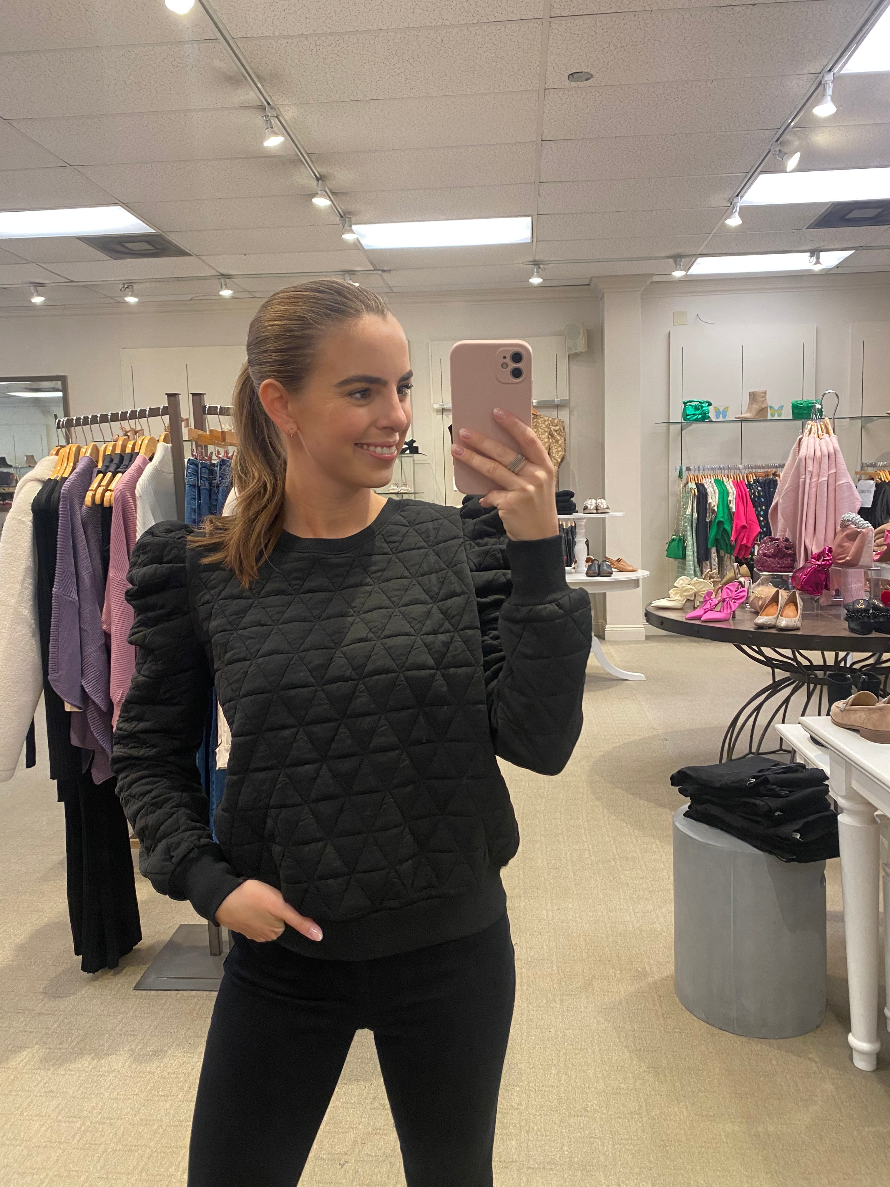 Quilted Sweatshirt Black