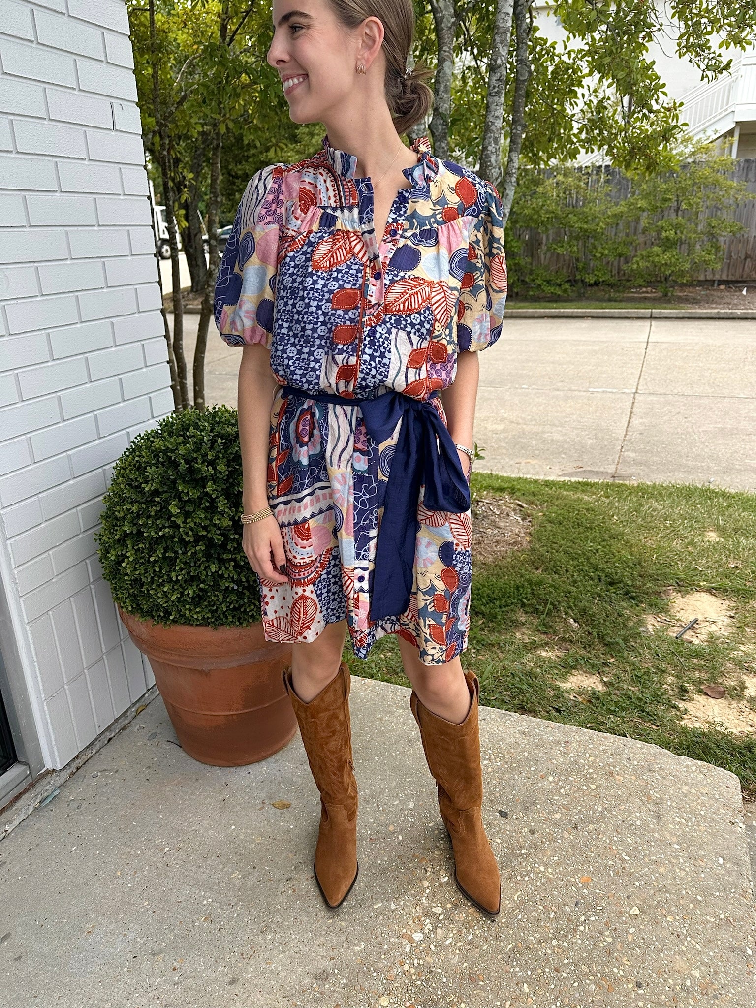 Dessa Puff Slv Dress Multi