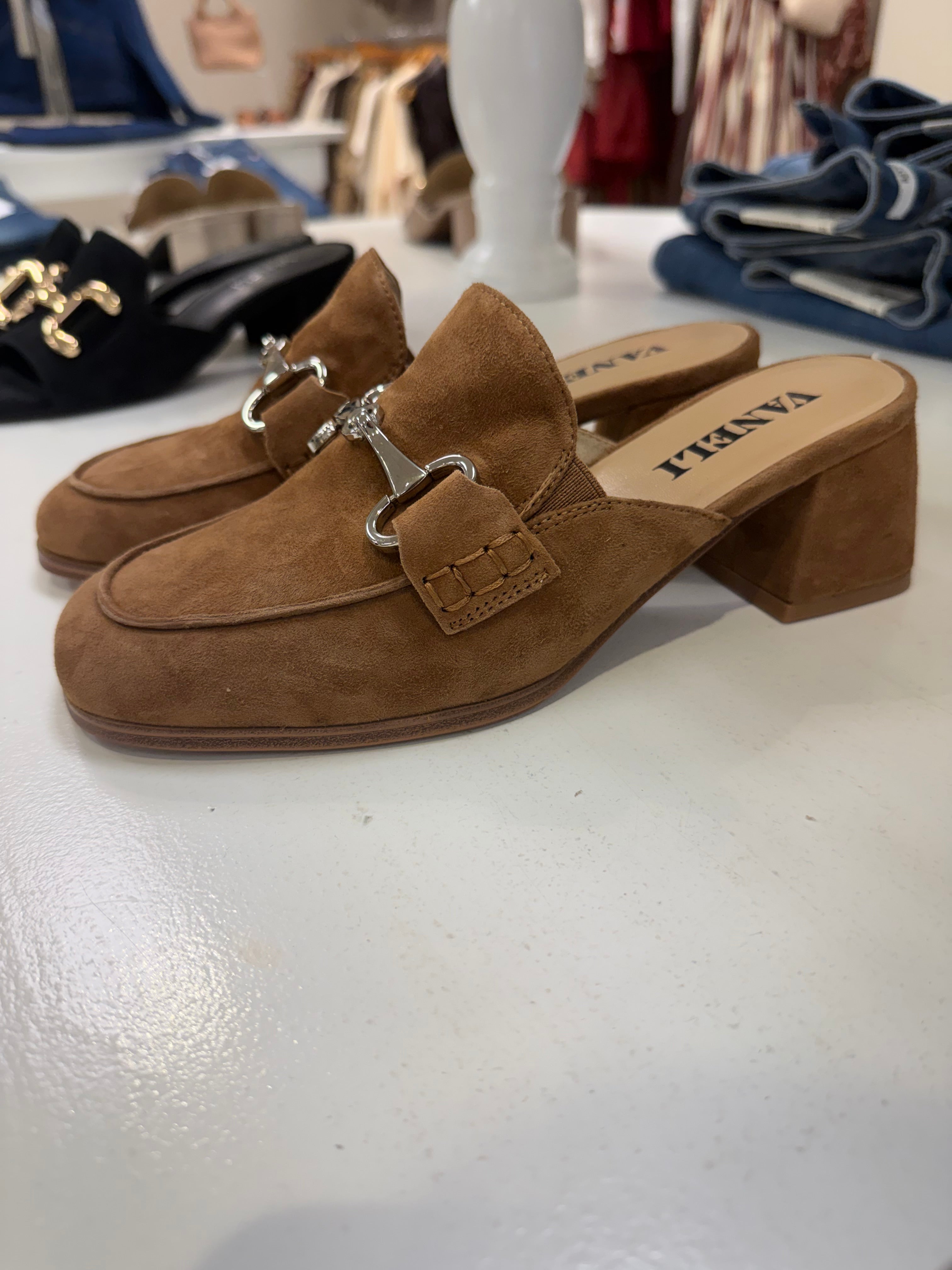 Vestry Suede Mule w Metal Detail Cuoio Suede