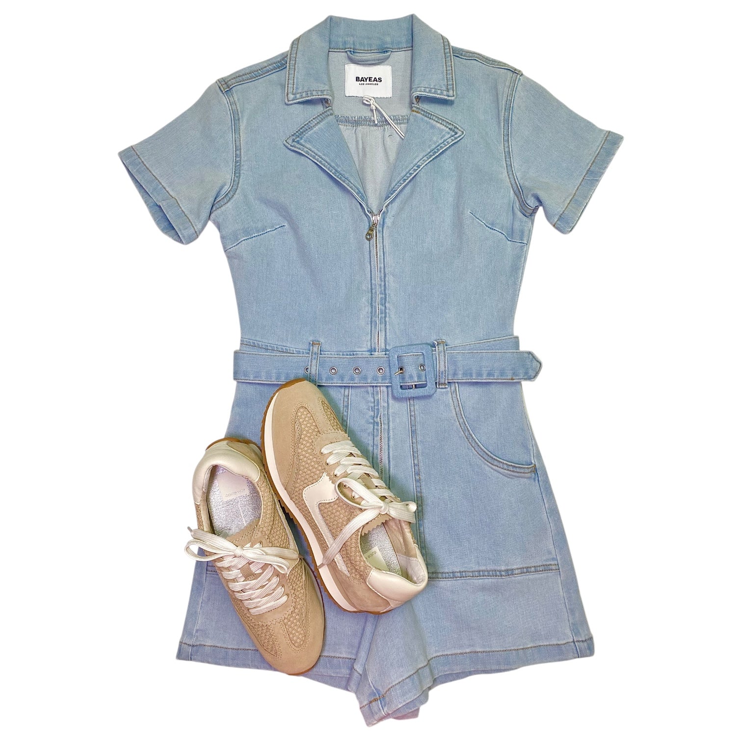 Mini Belted Romper LT. Blue