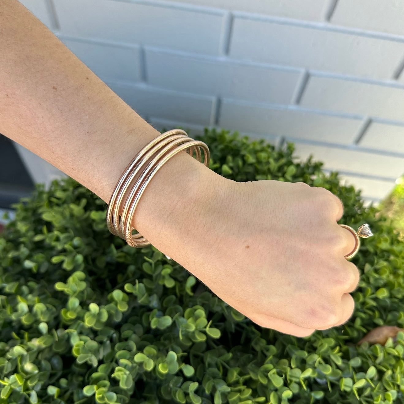 Buddhist Temple Bangle- Thin Champagne