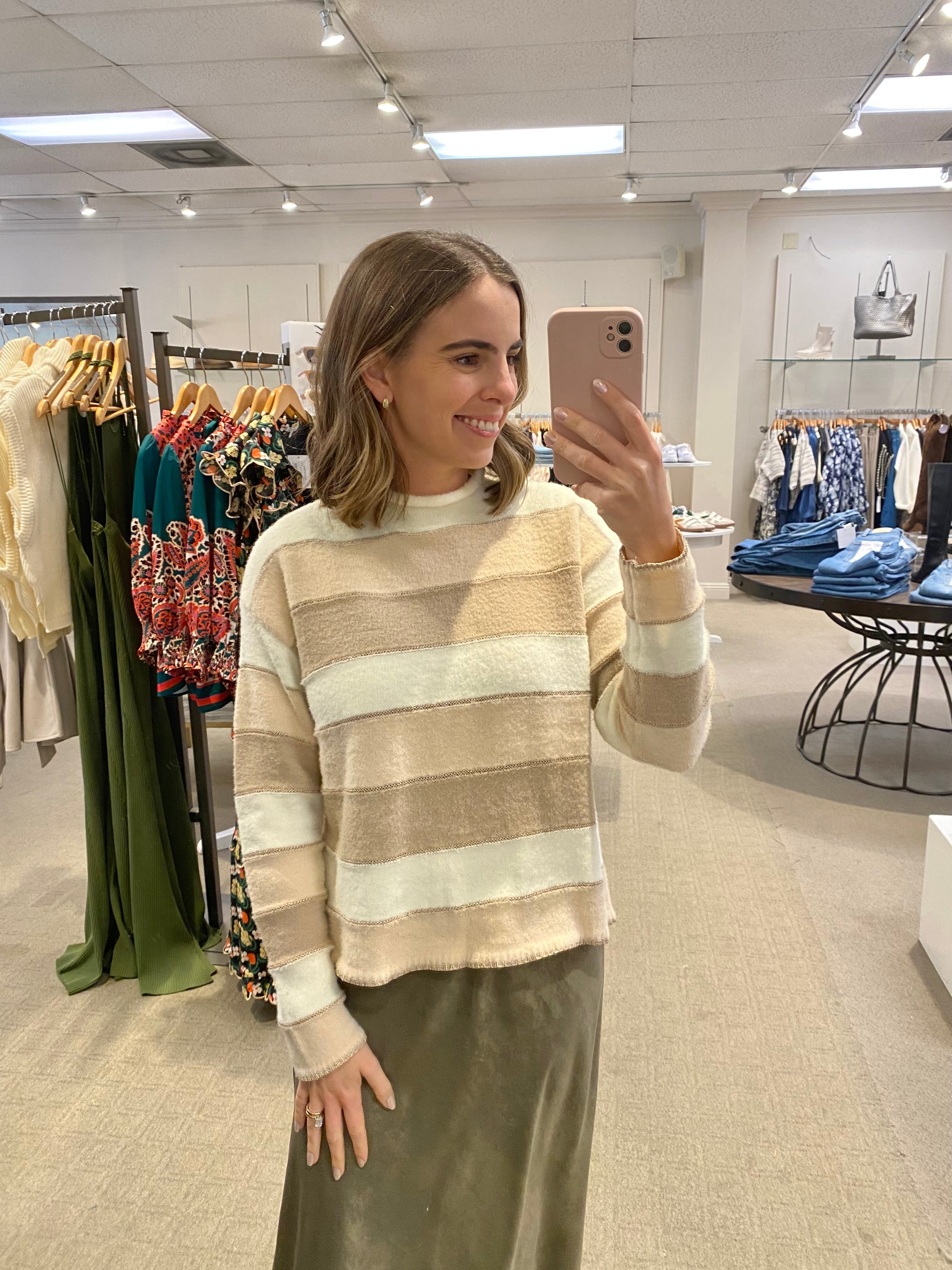 Elaine Stripe Sweater Beige