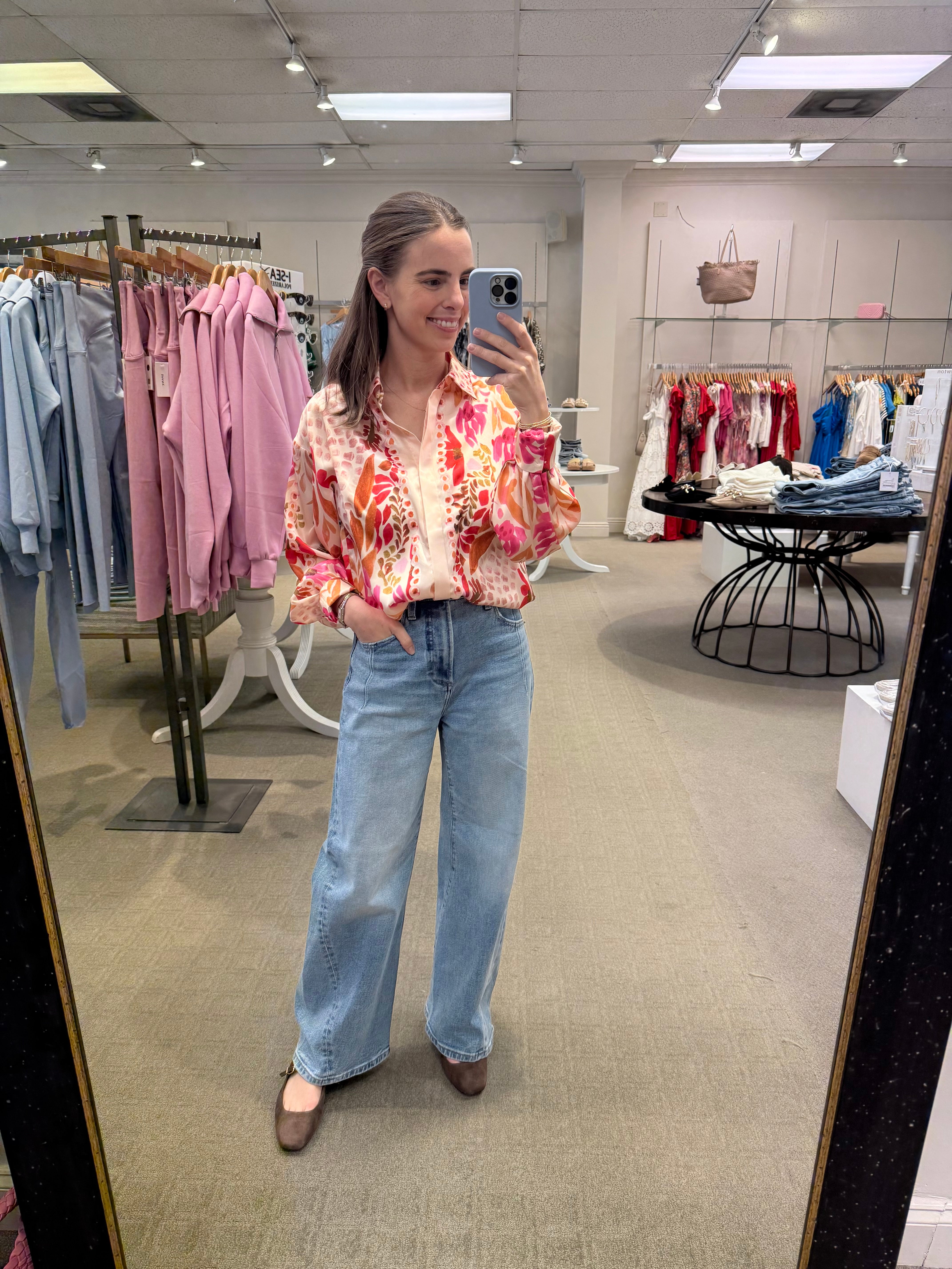 Curry Oversized Shirt Floral Scarf