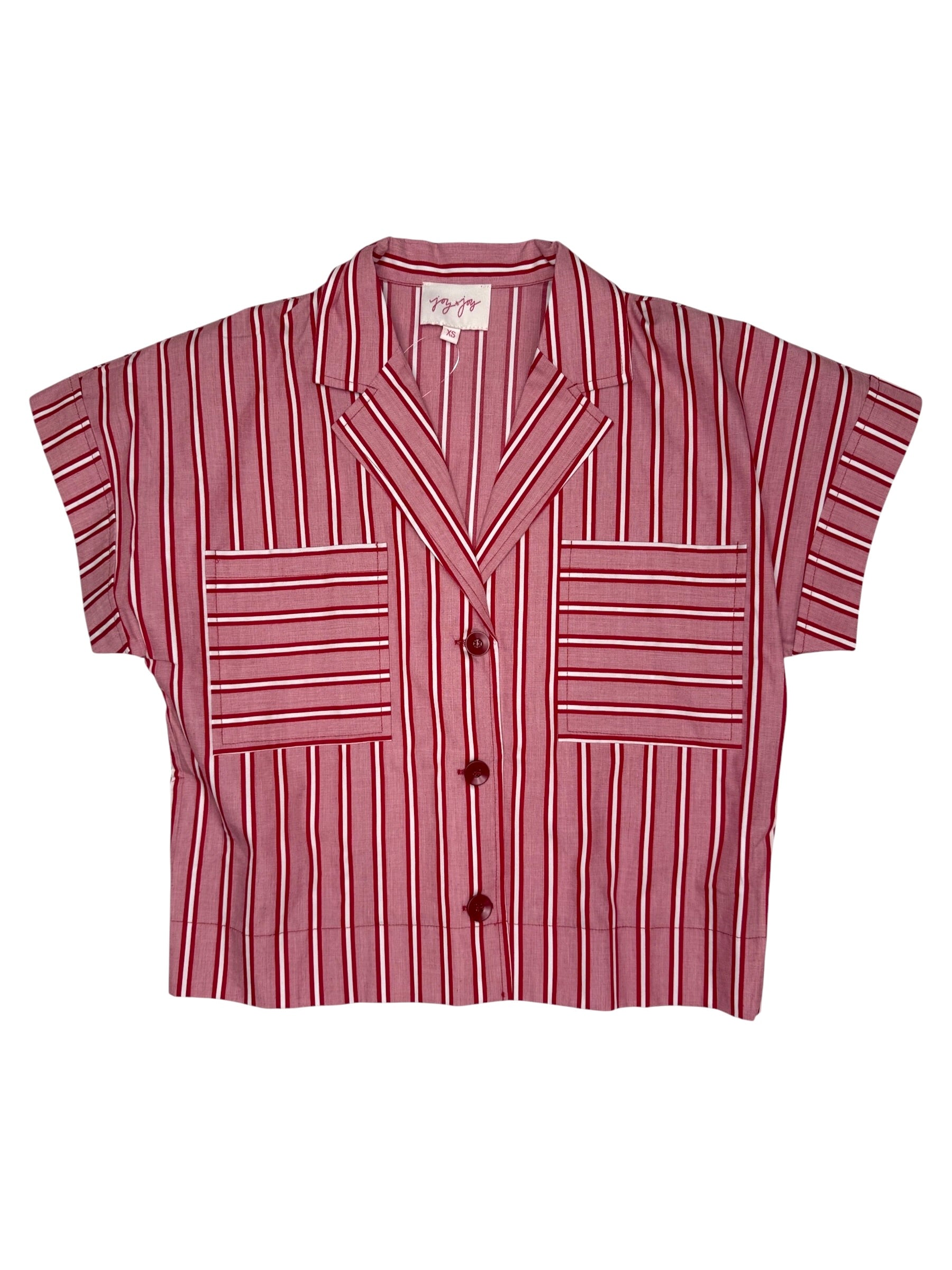 Mabel Crop Blouse Red Stripe