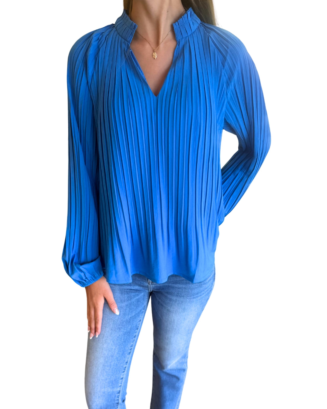 Banks Pleated Top Marine Blue