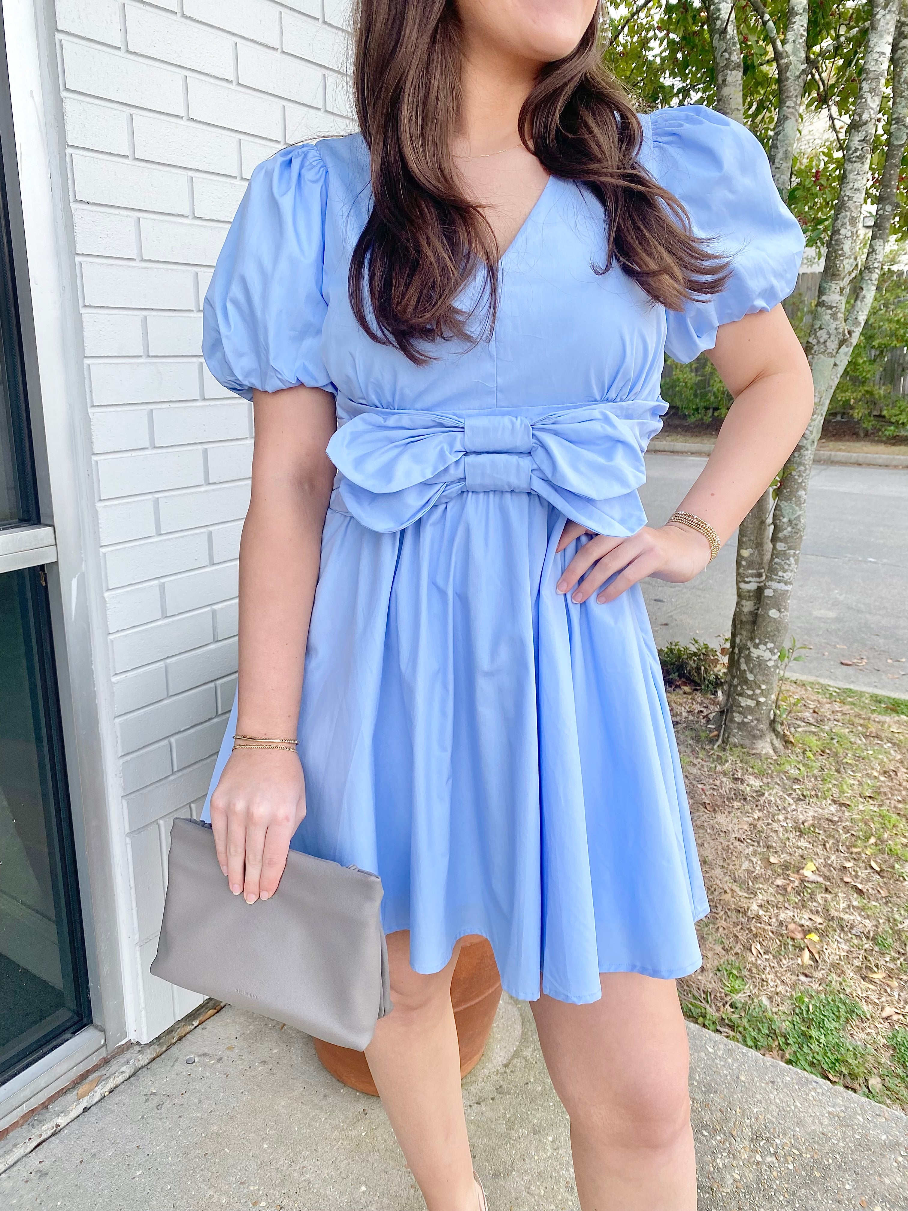 Puff Slv Front Bow Dress