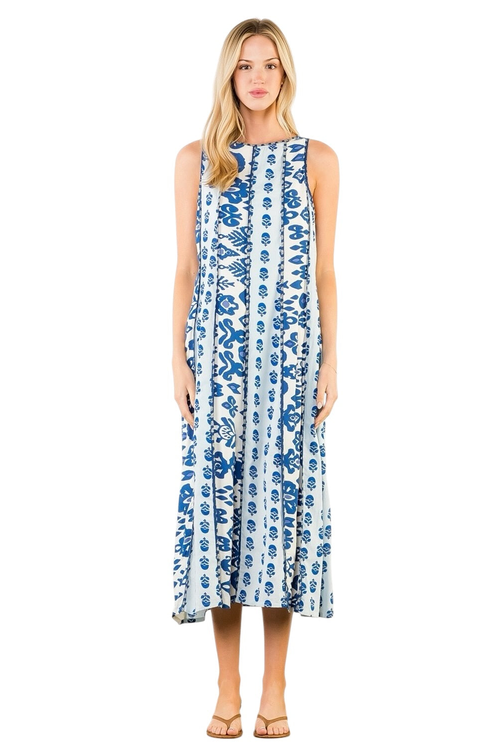 Cove Maxi Dress White/LT Blue