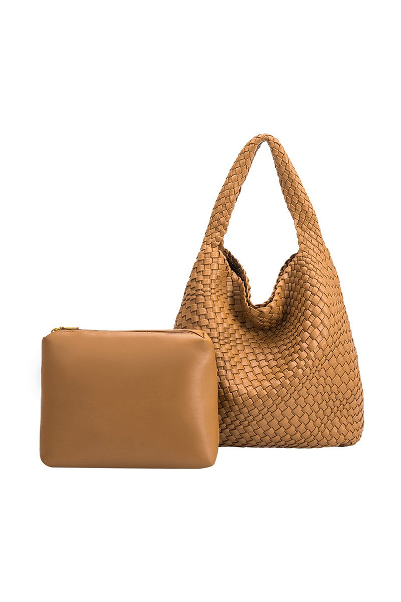 Johanna Woven Tote Camel