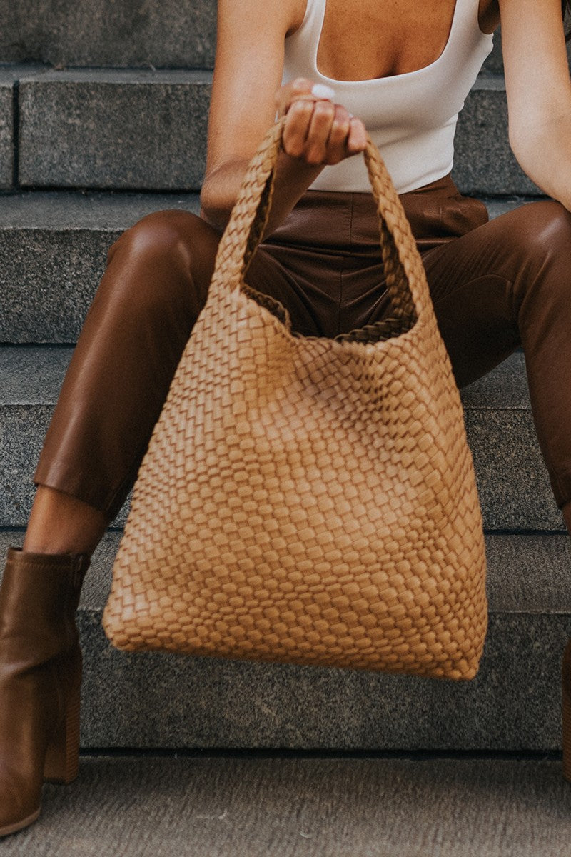 Johanna Woven Tote Camel