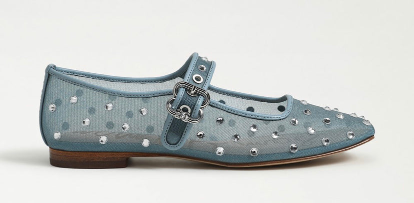 Mesh Mary Jane w/ Jewels Baby Blue