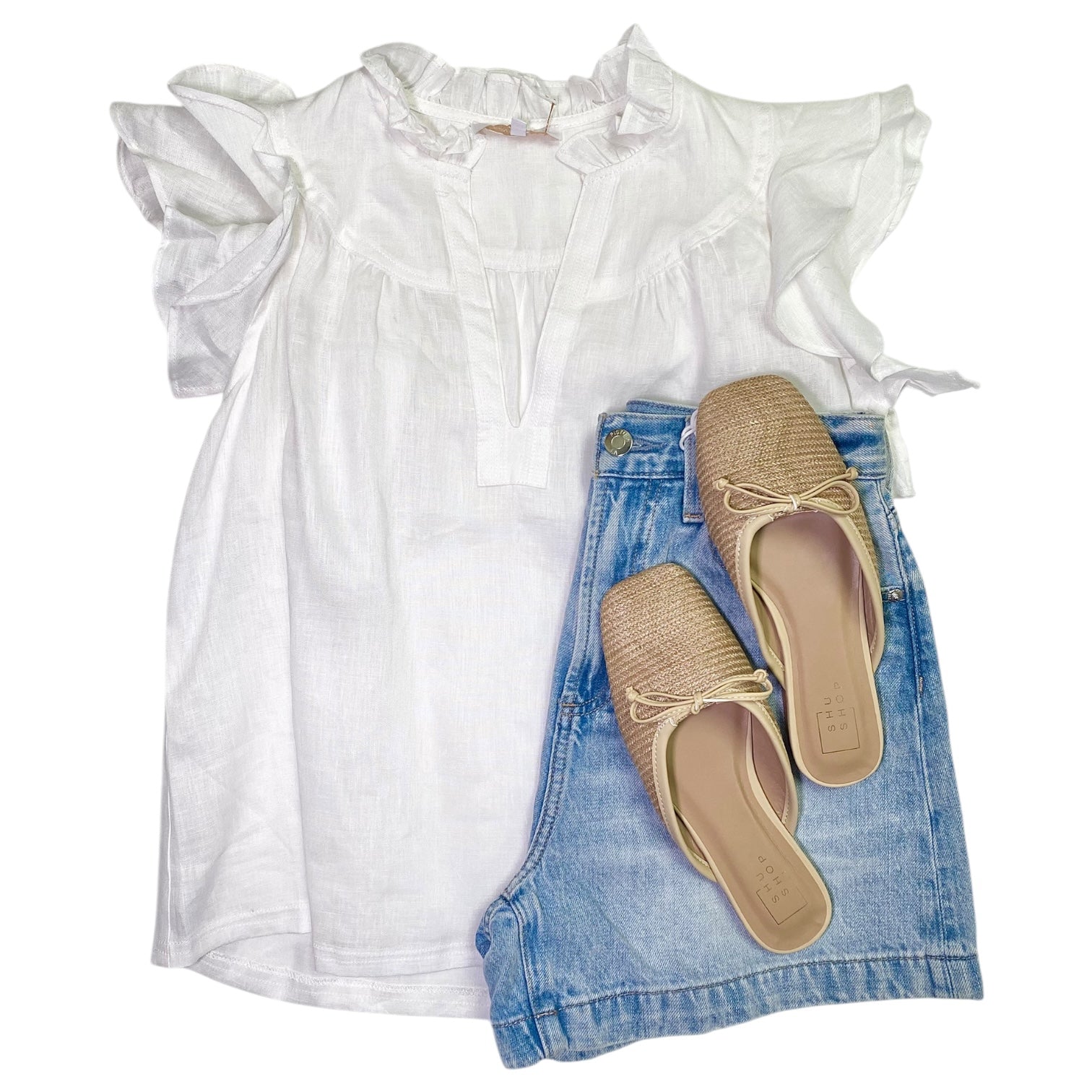 Gaia Ruffled Blouse White