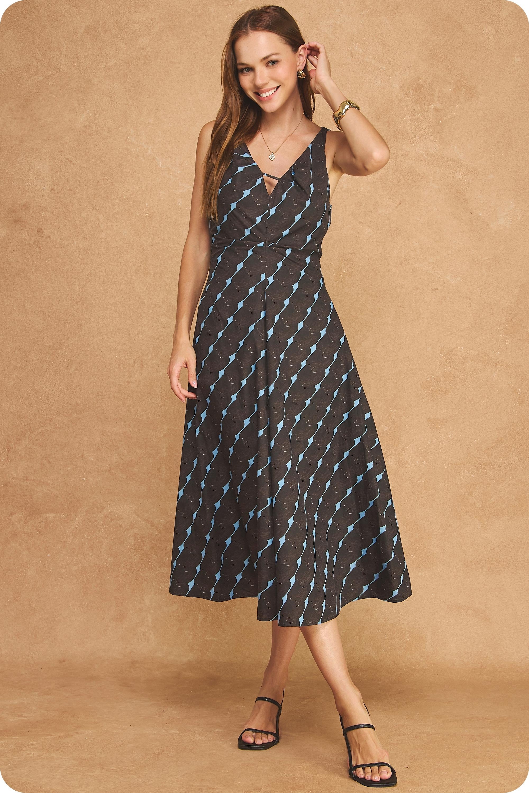 Elsie Dress Brown/Blue