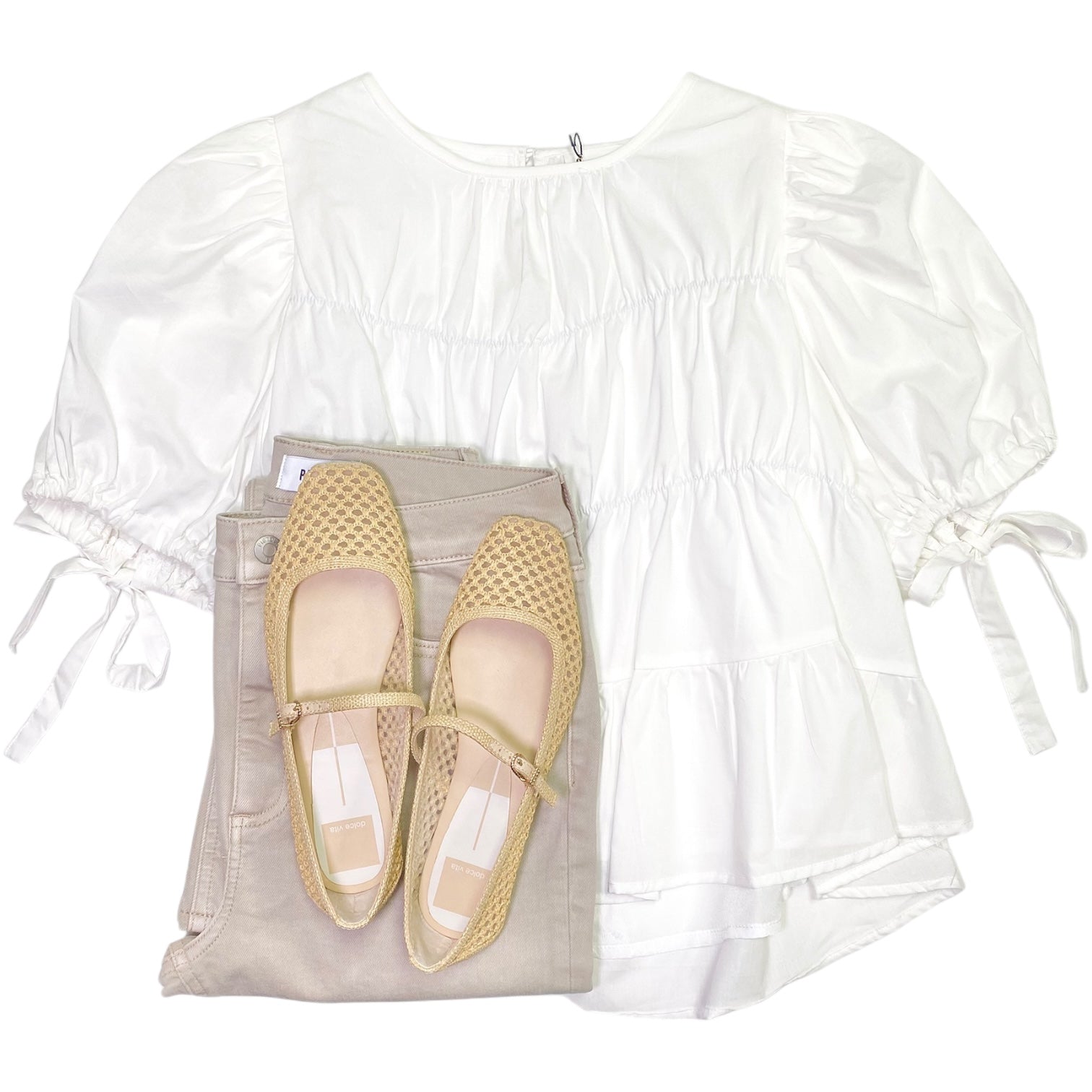 Tiered Short Slv Top Off White