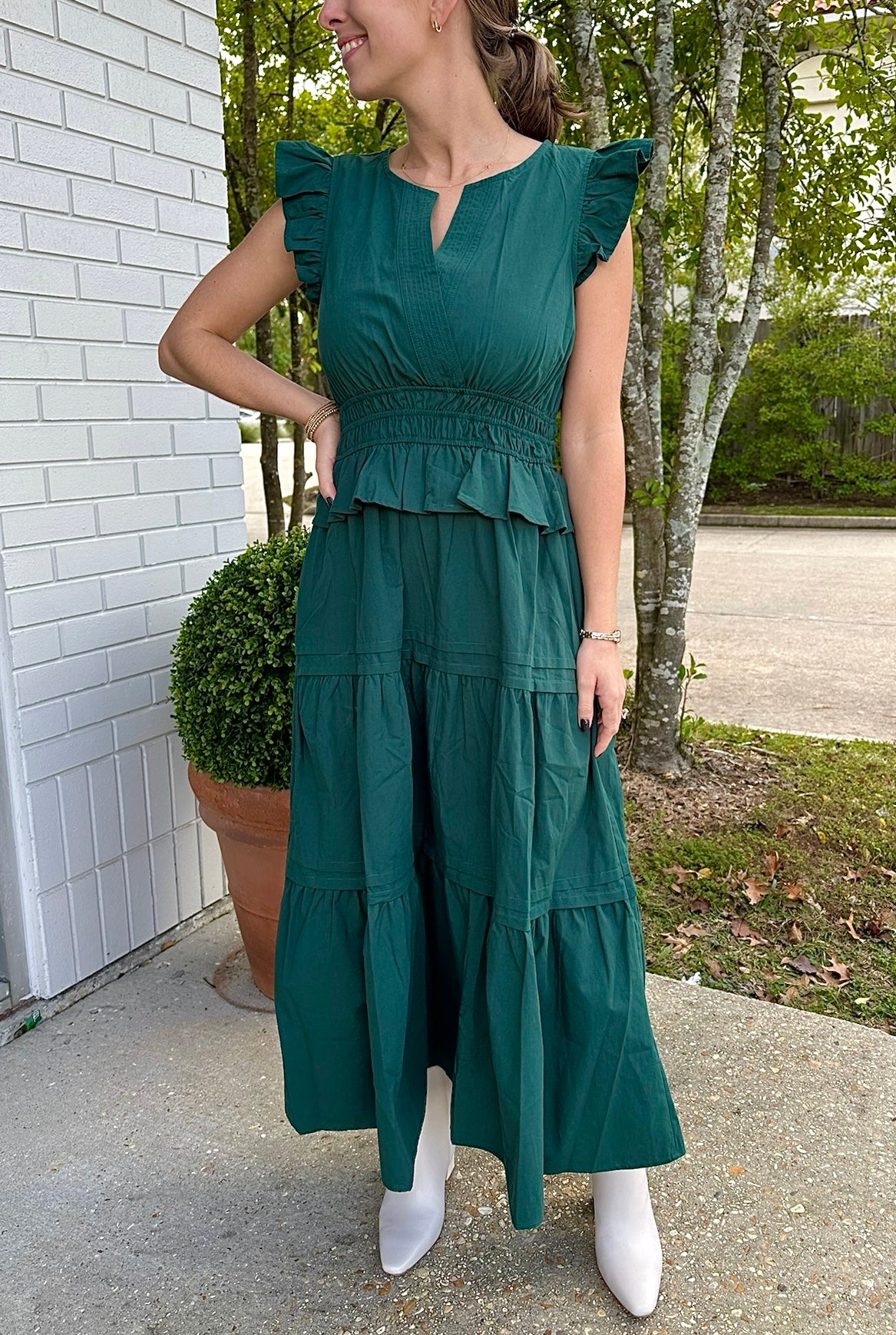 Lena Flutter SLV Dress Green