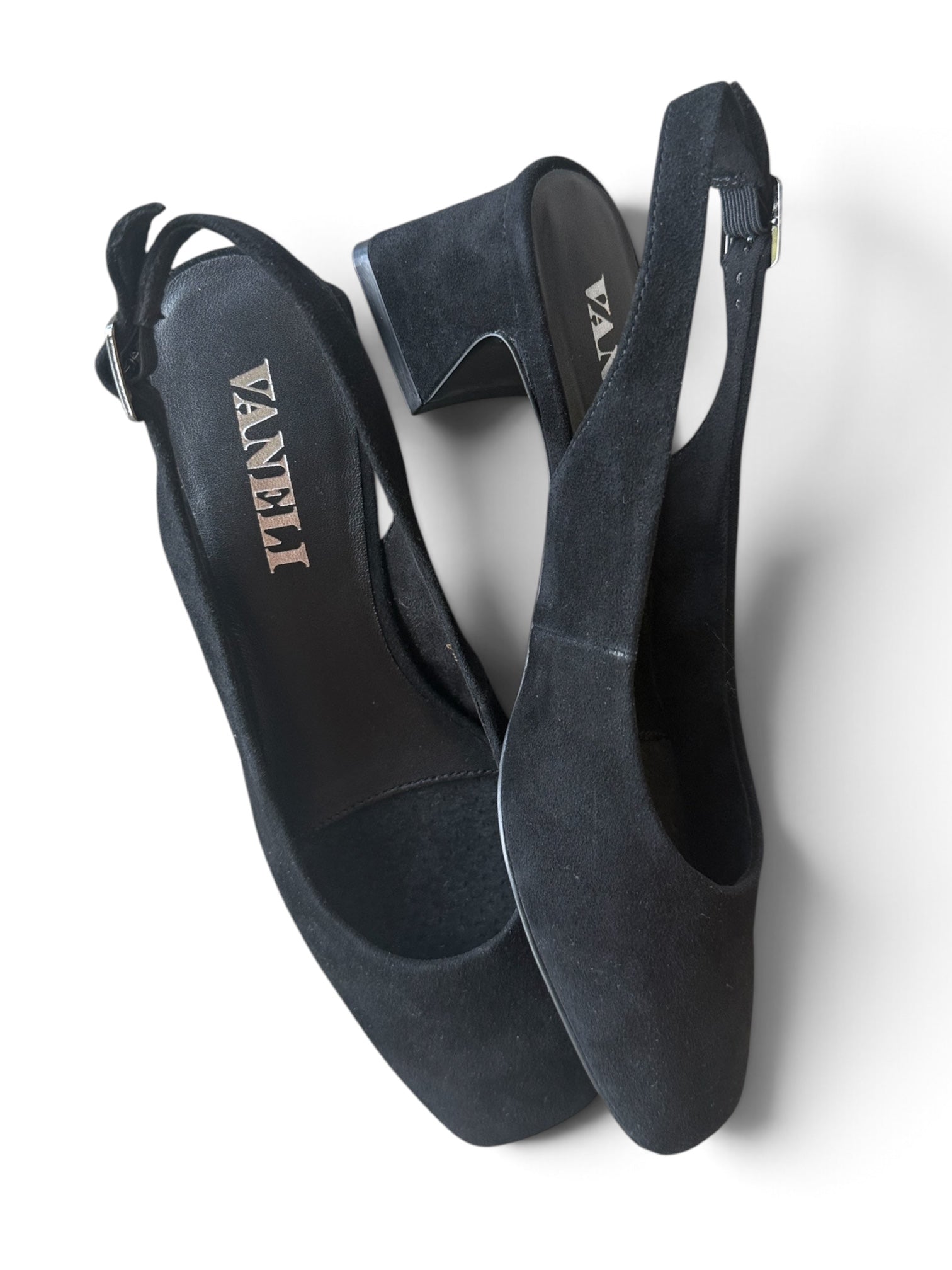 Slingback Block Heel Black Suede