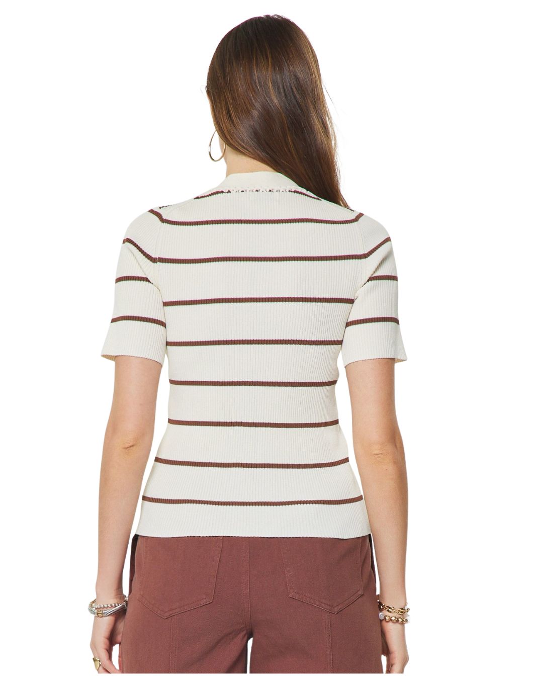 Camilla Top White Brown Stripe