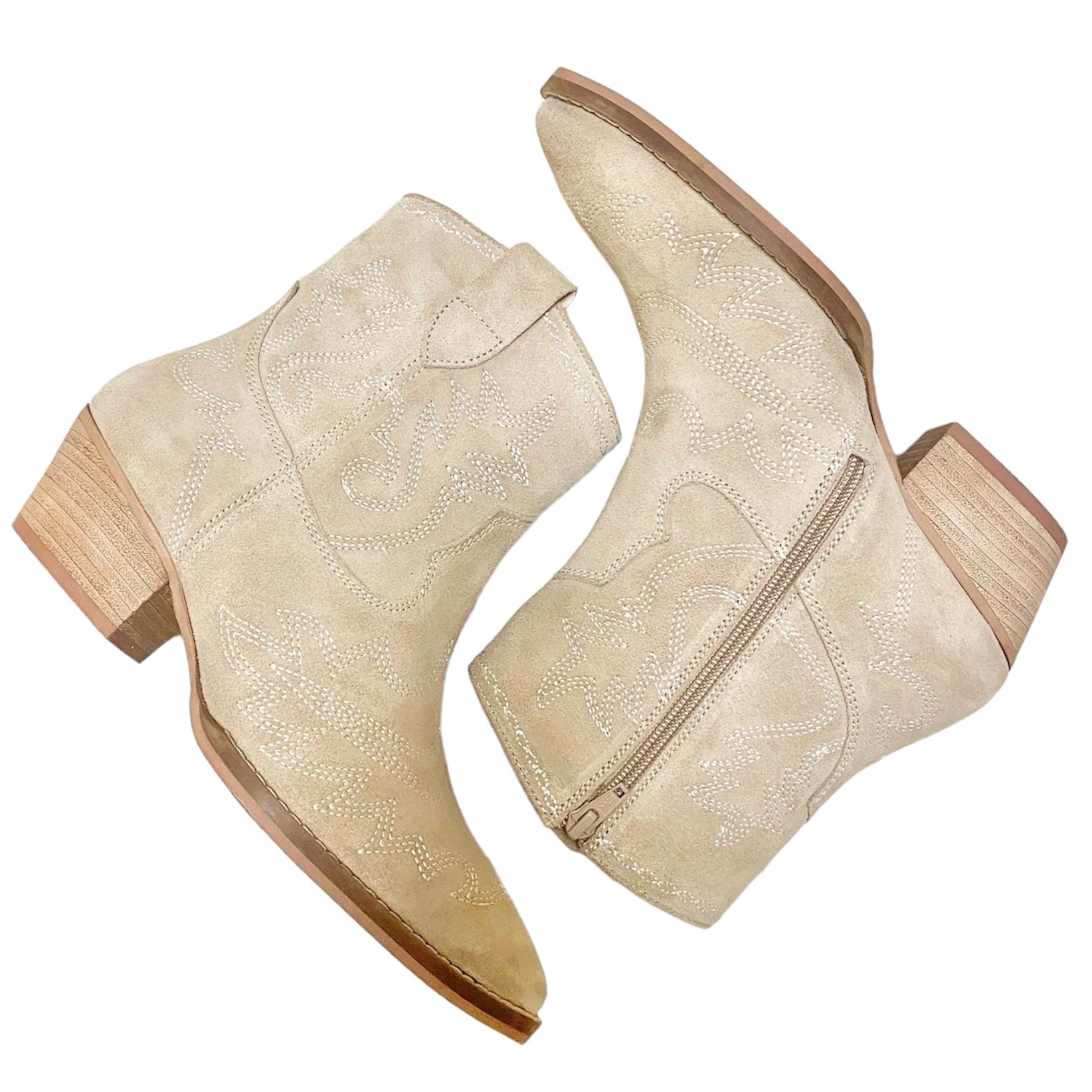 Suede Zip Up Bootie Beige