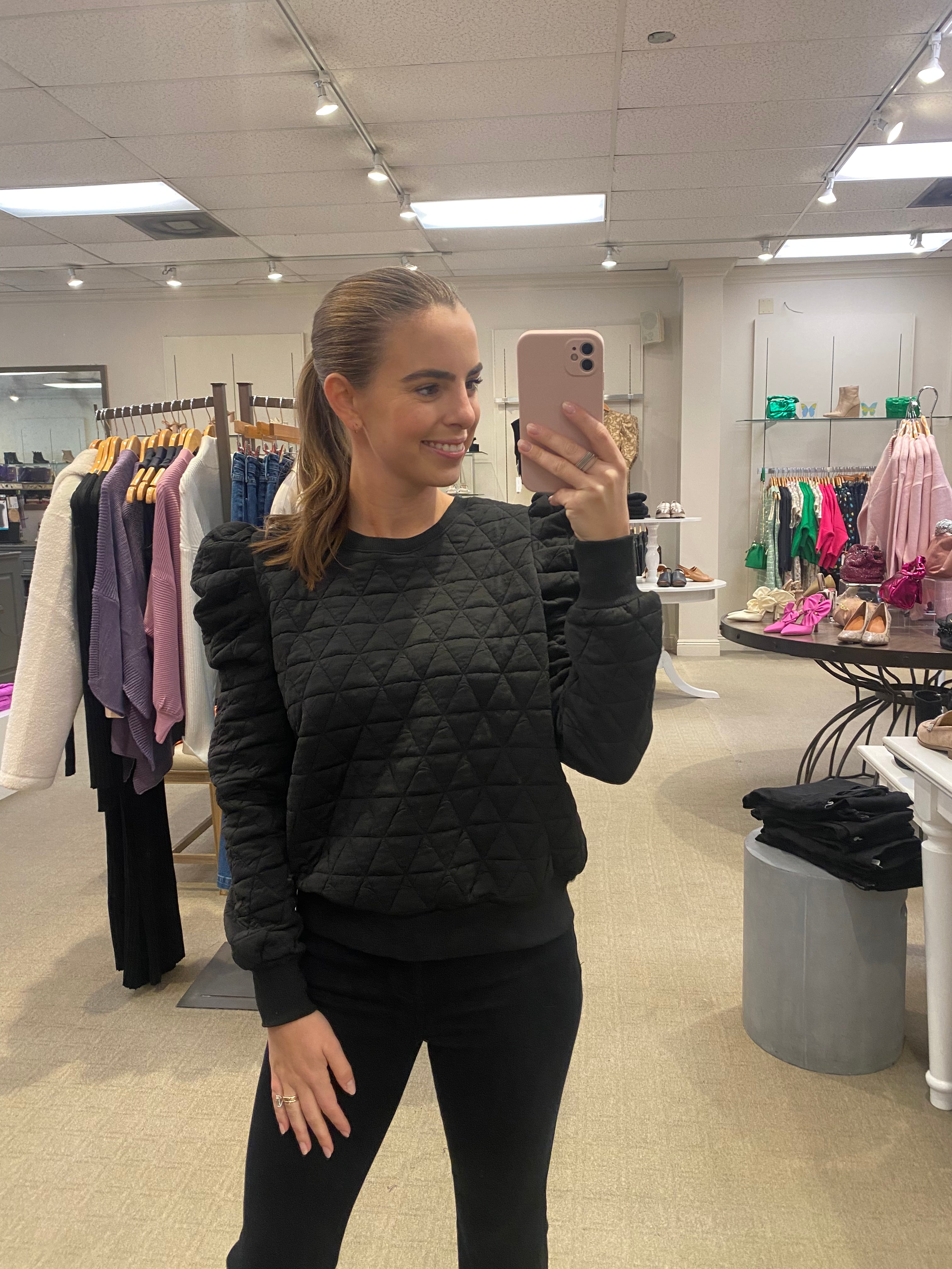 Quilted Sweatshirt Black