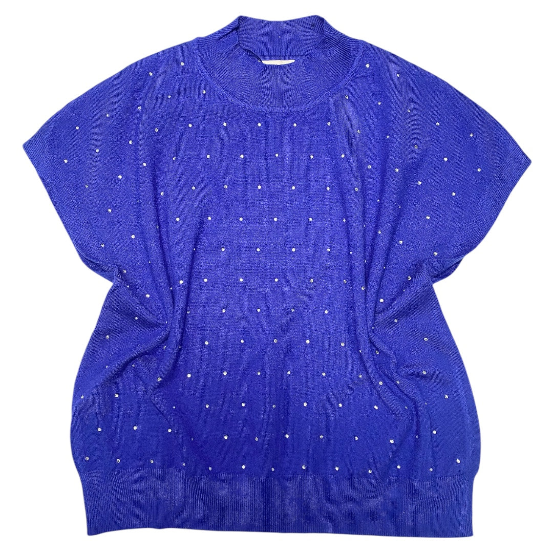 Stormi Rhinestone Mock Neck Sweater Royal Blue