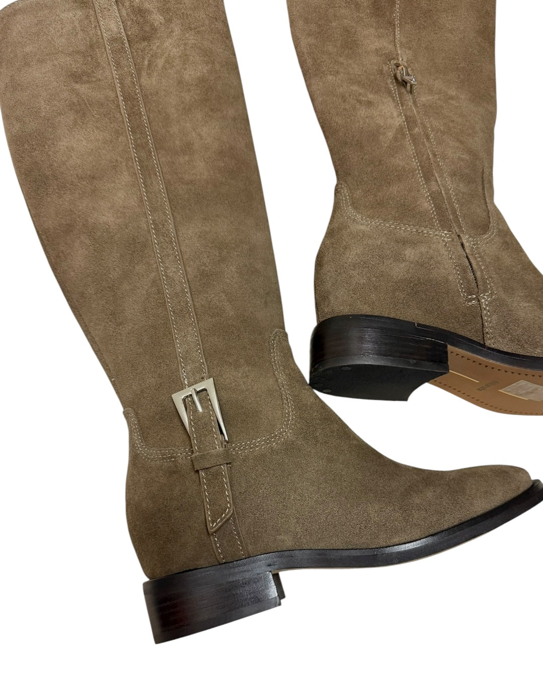 Buckle Knee Boot Olive Suede