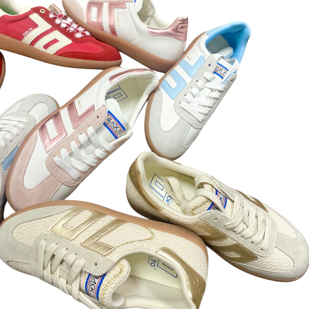 Lace Up Knit Sneaker Gold