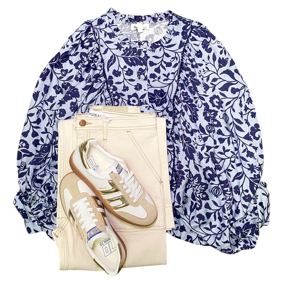 Cathleen Floral BTN Down Navy