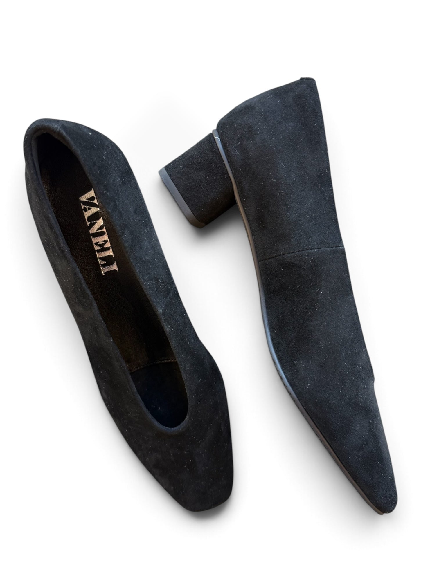 Mid Heel Pump Black Suede