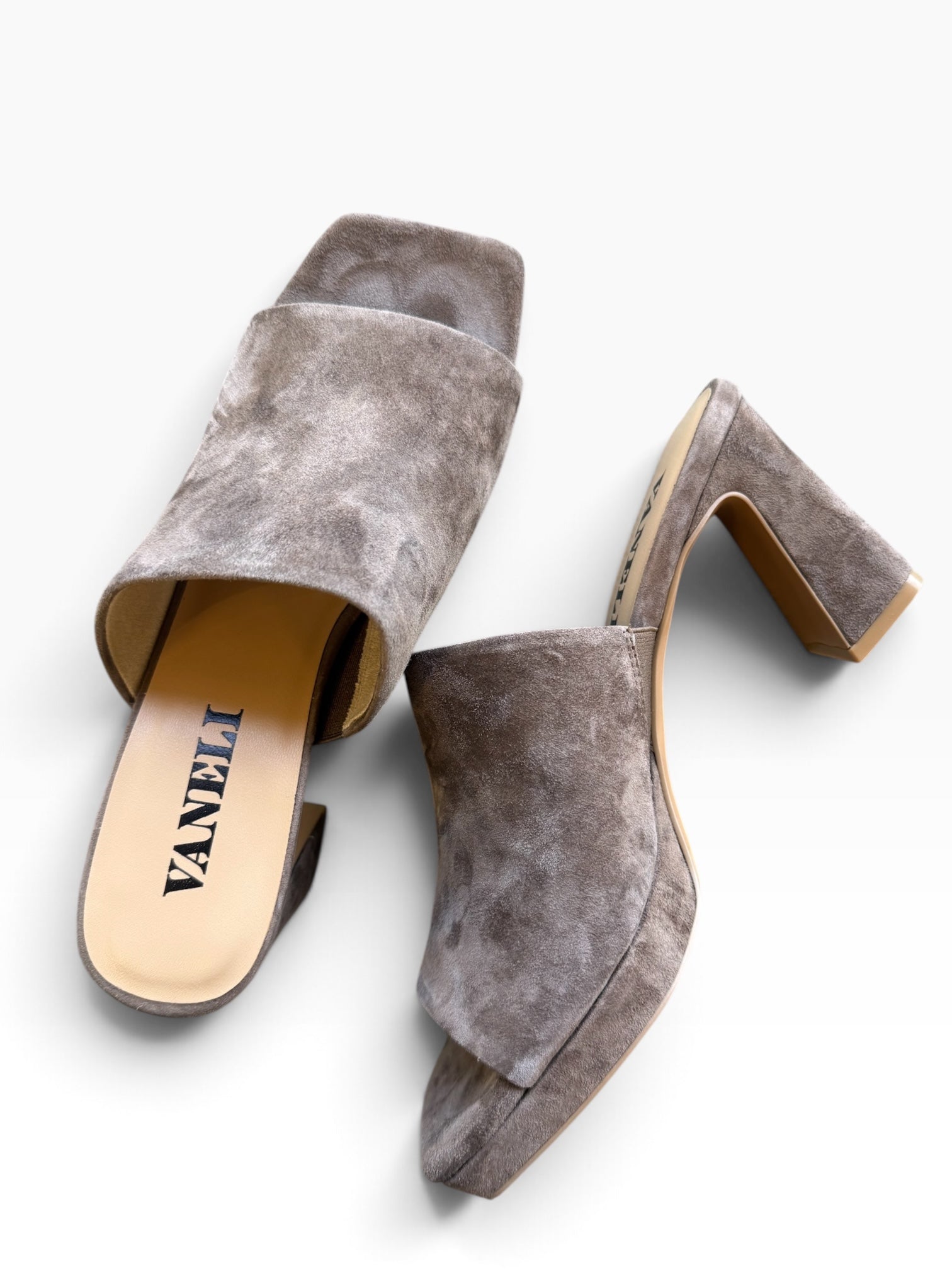 Mule W/ Heel Brunette Suede