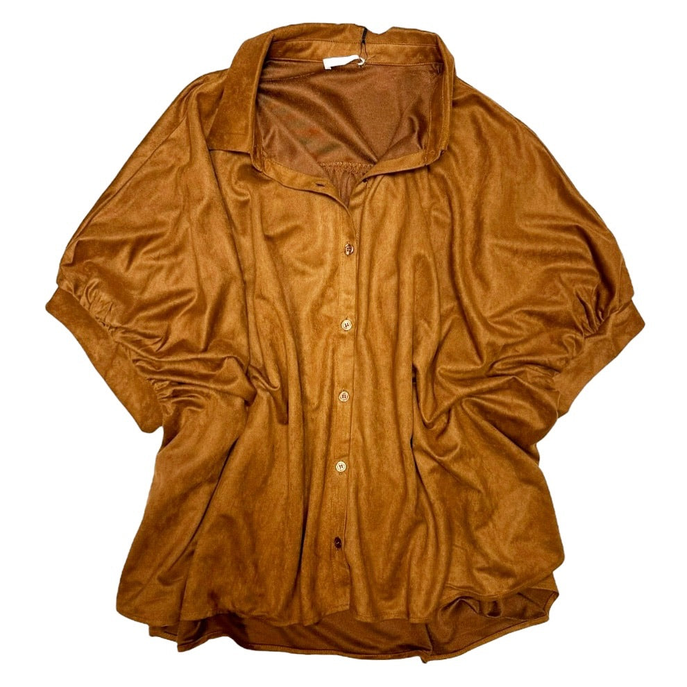 Ember Button Down Top Camel