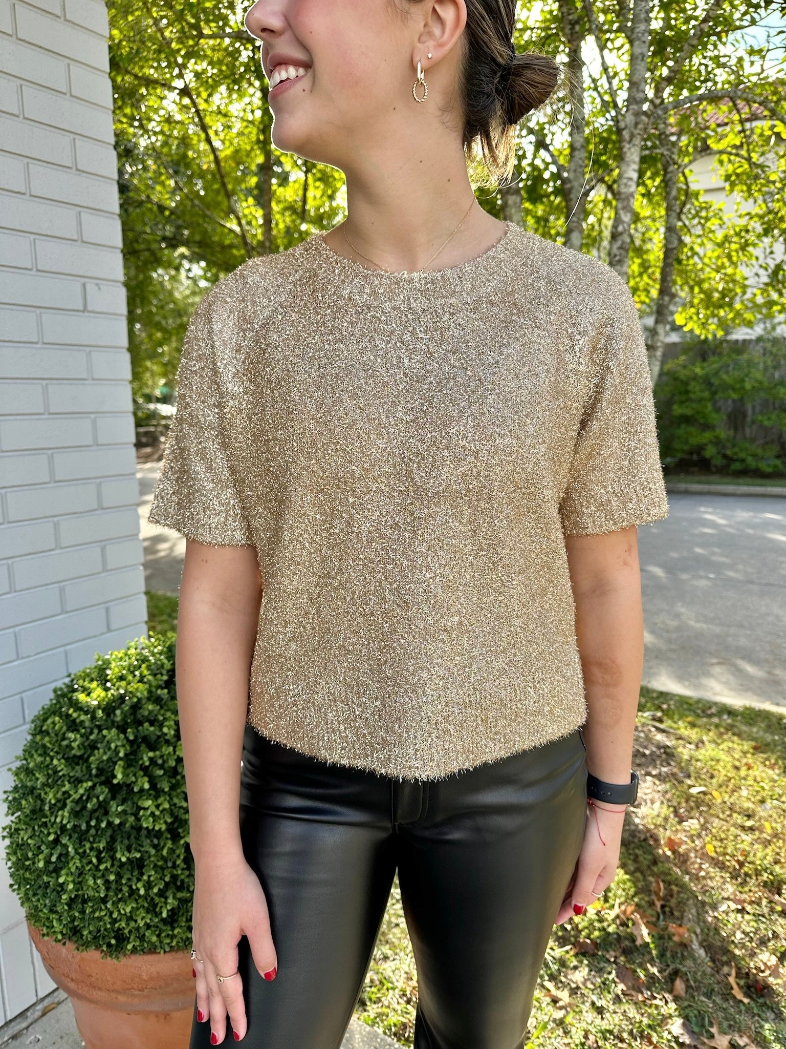 Eyelash Sparkle Sweater Gold