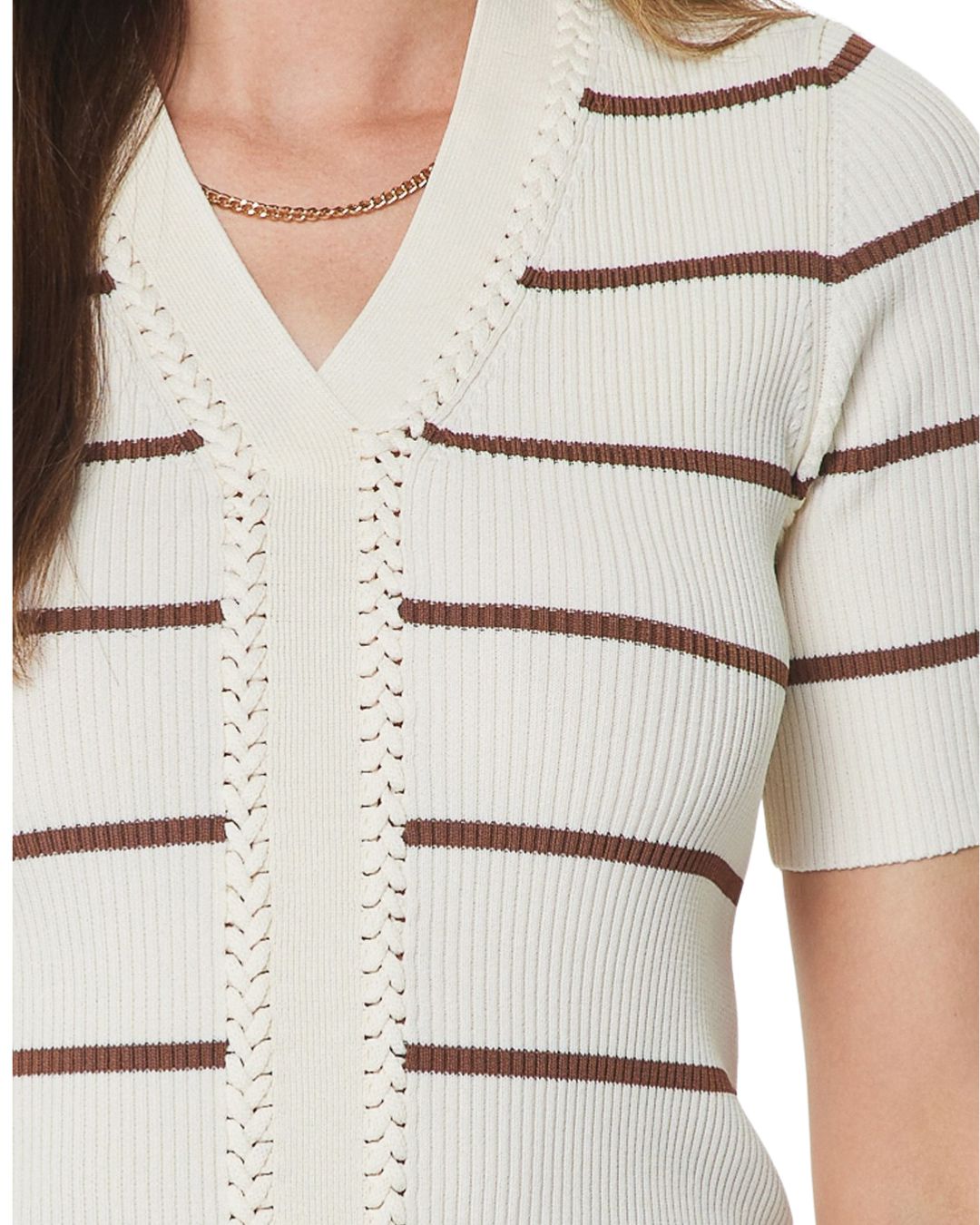 Camilla Top White Brown Stripe