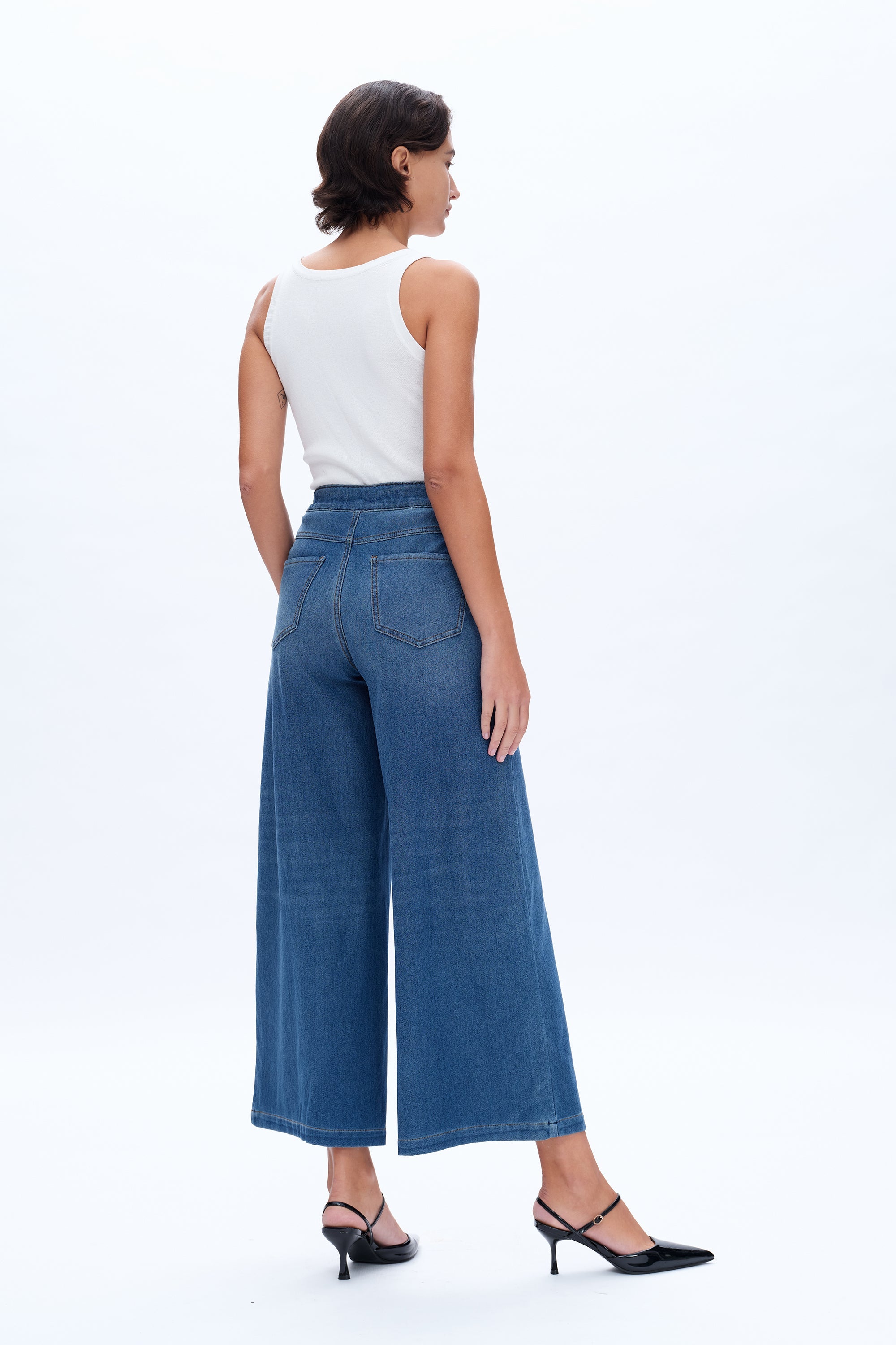 High Wide Leg Flare Bluebell