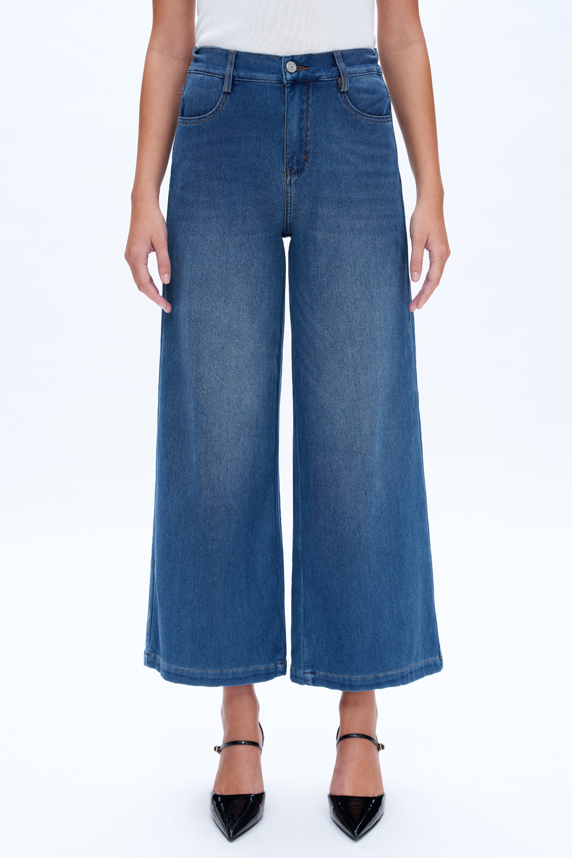 High Wide Leg Flare Bluebell