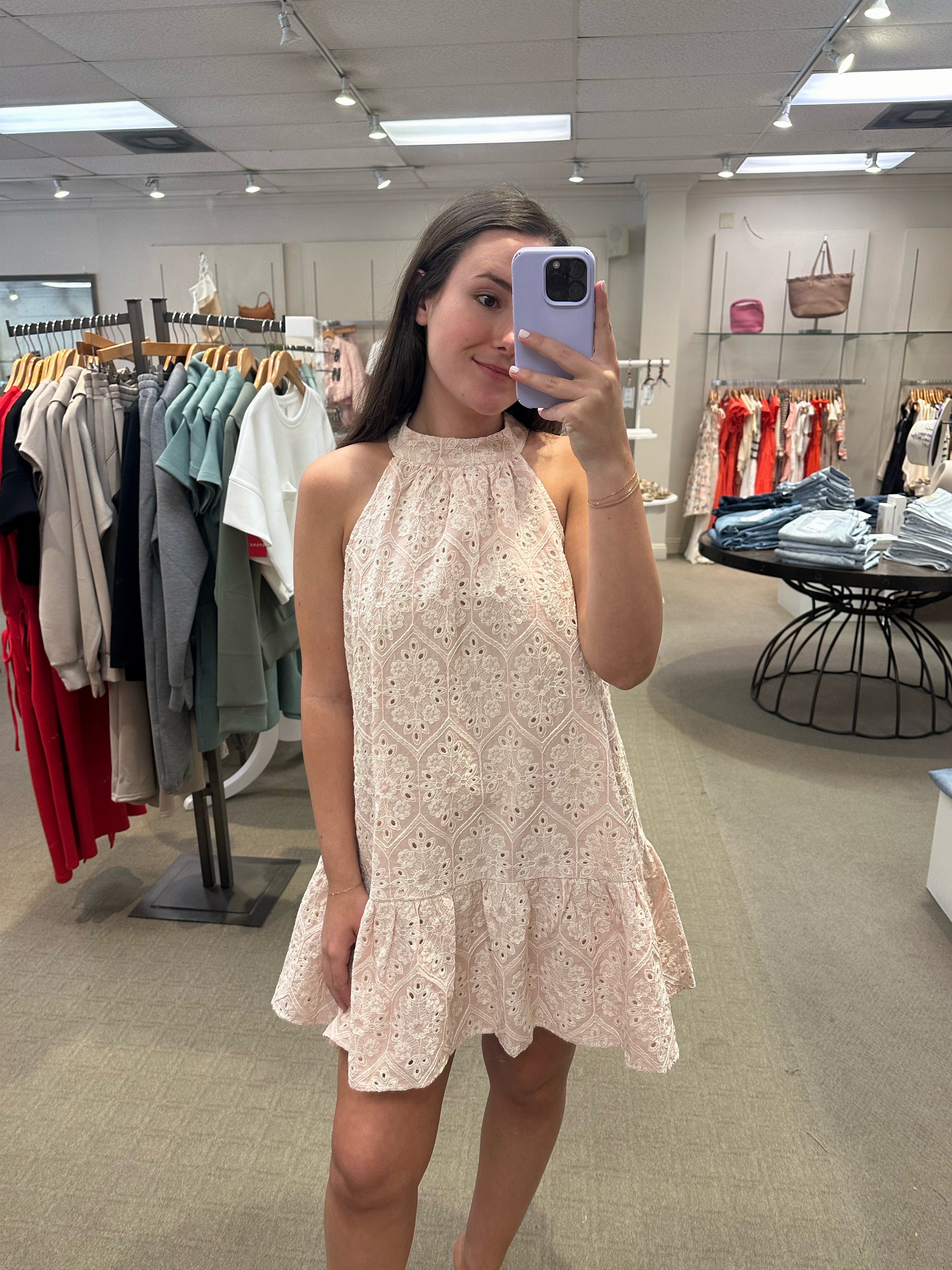 Elana Mini Dress Blush Pink