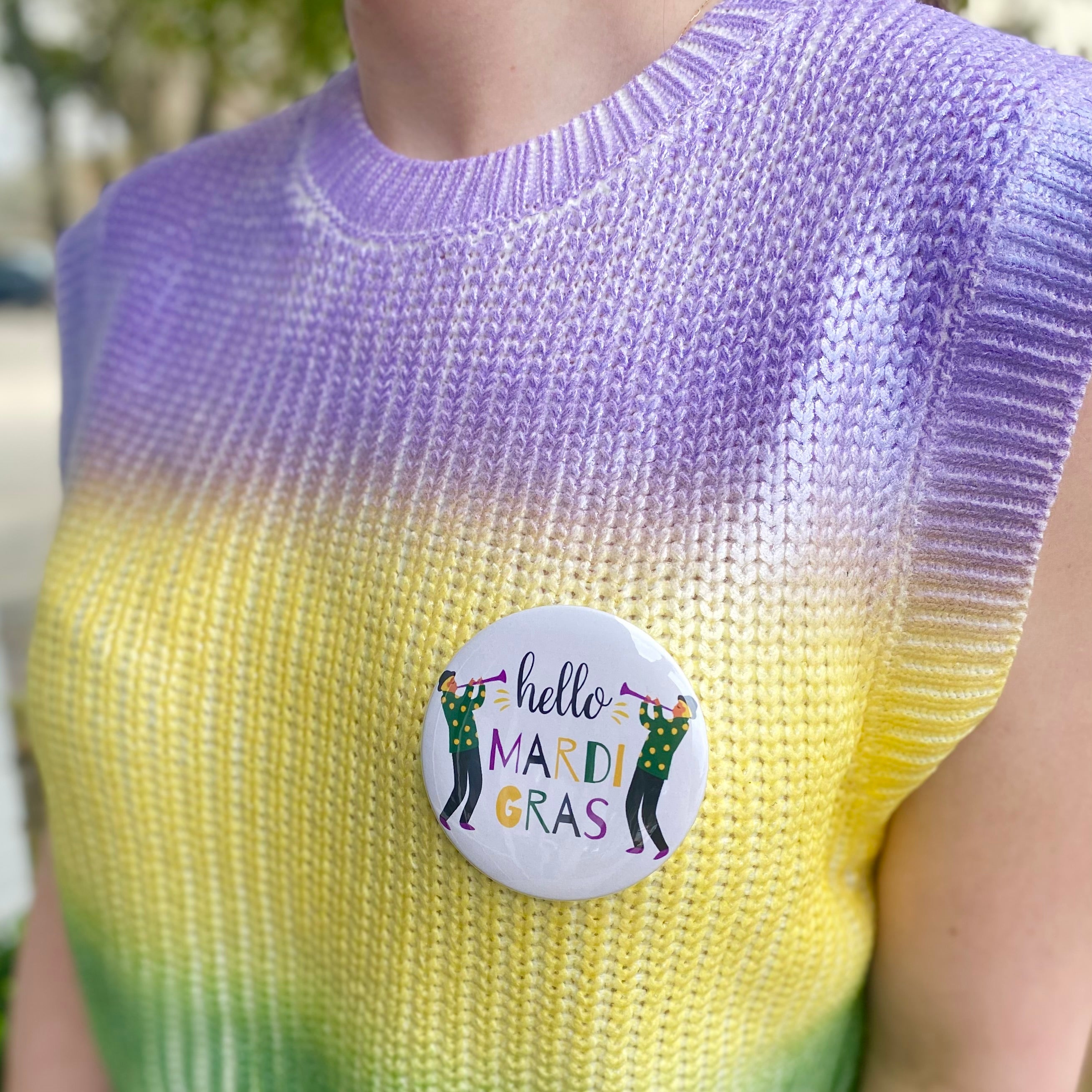 Hello Mardi Gras Pin