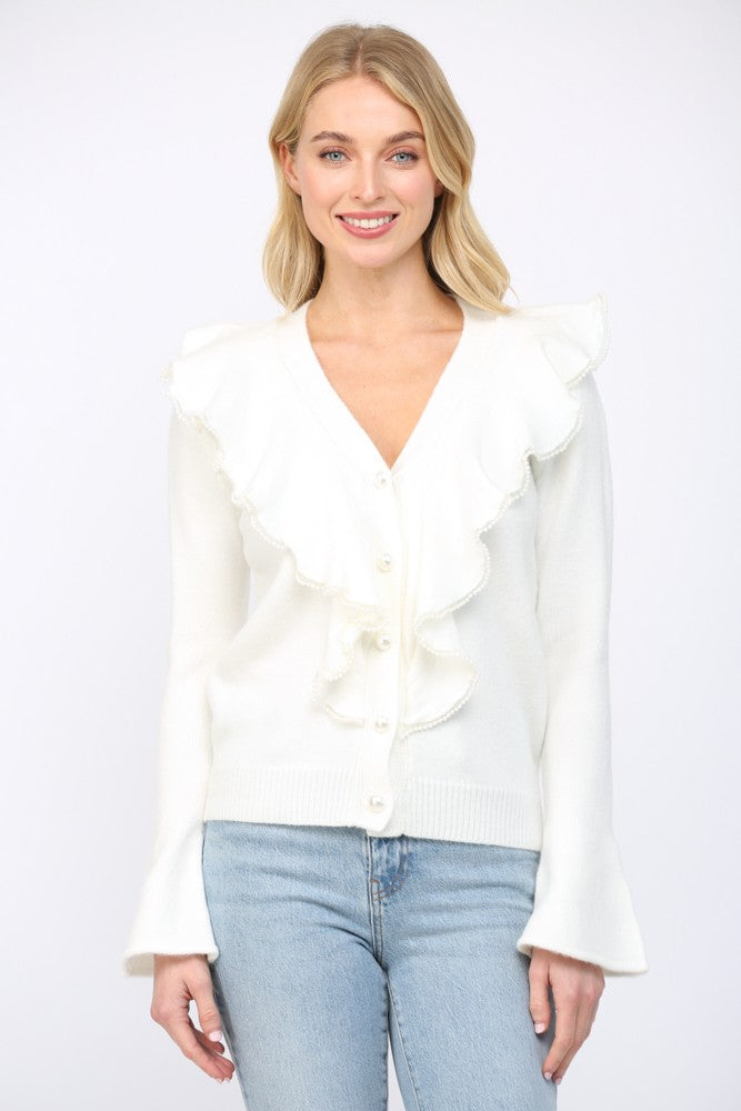 Emma Pearl Cardigan Cream