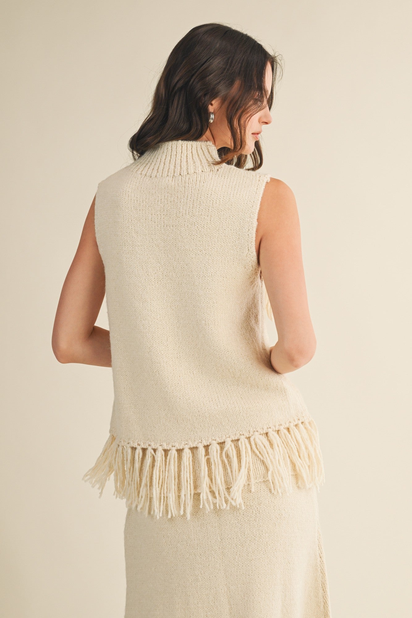 Aura Fringe Sweater Cream