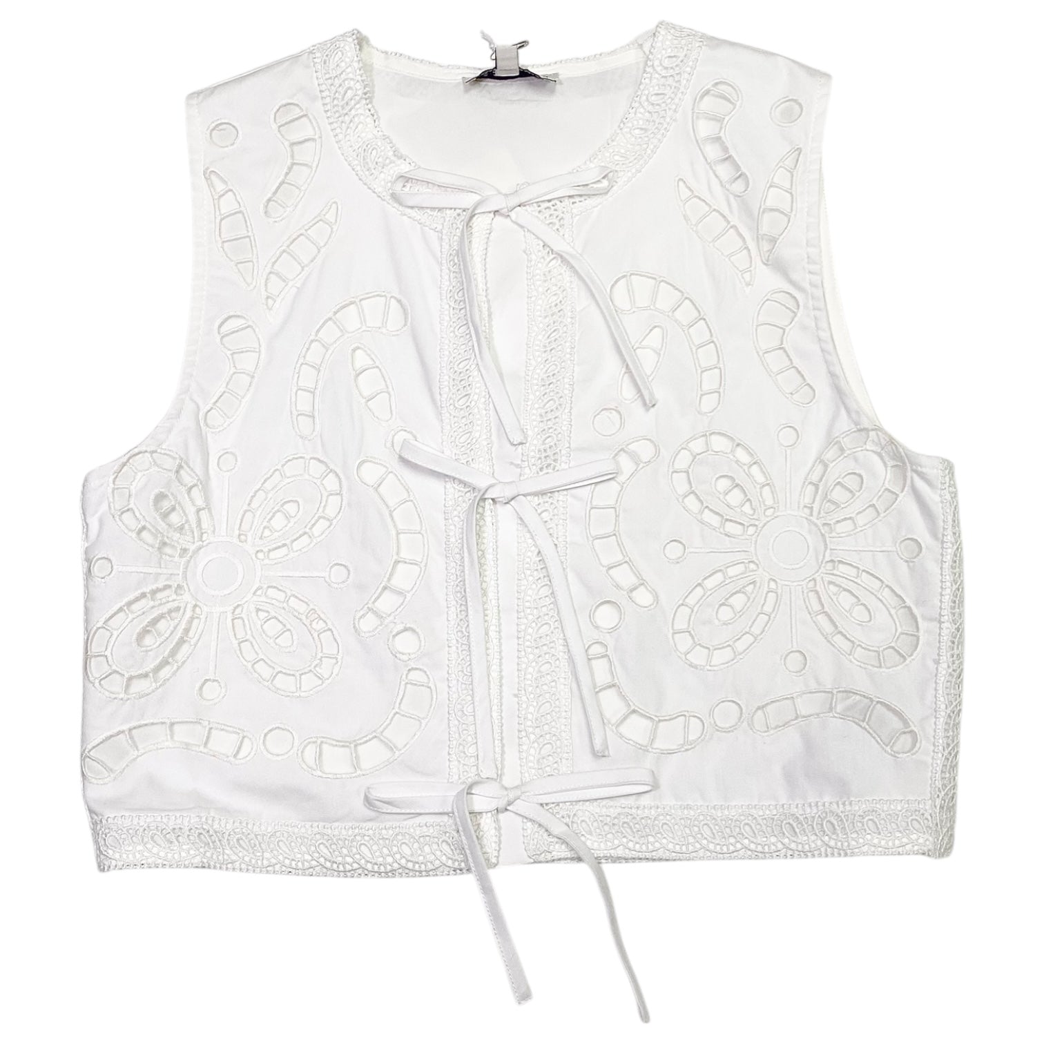 Eyelet Detail Tie Top White