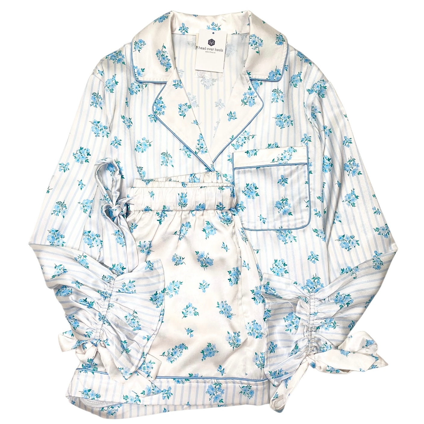 Mavis Pajamas White/LT Blue