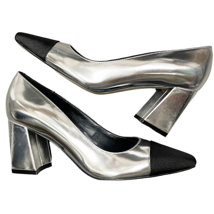 Vernie Block Heel Pump Silver