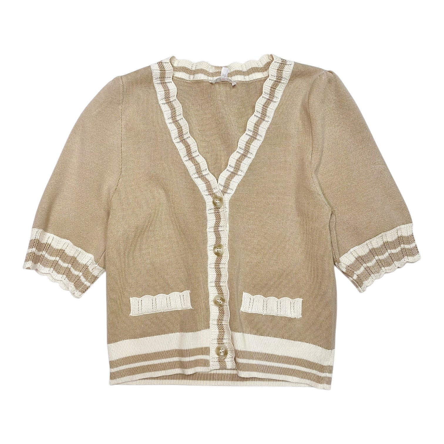 Ashlyn Scalloped Cardigan Beige