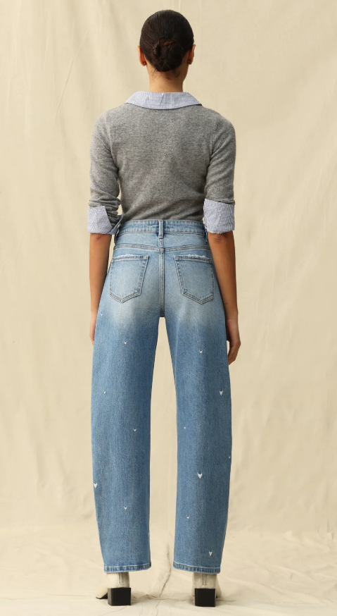 Flora Mid Rise Barrel Jean Blue