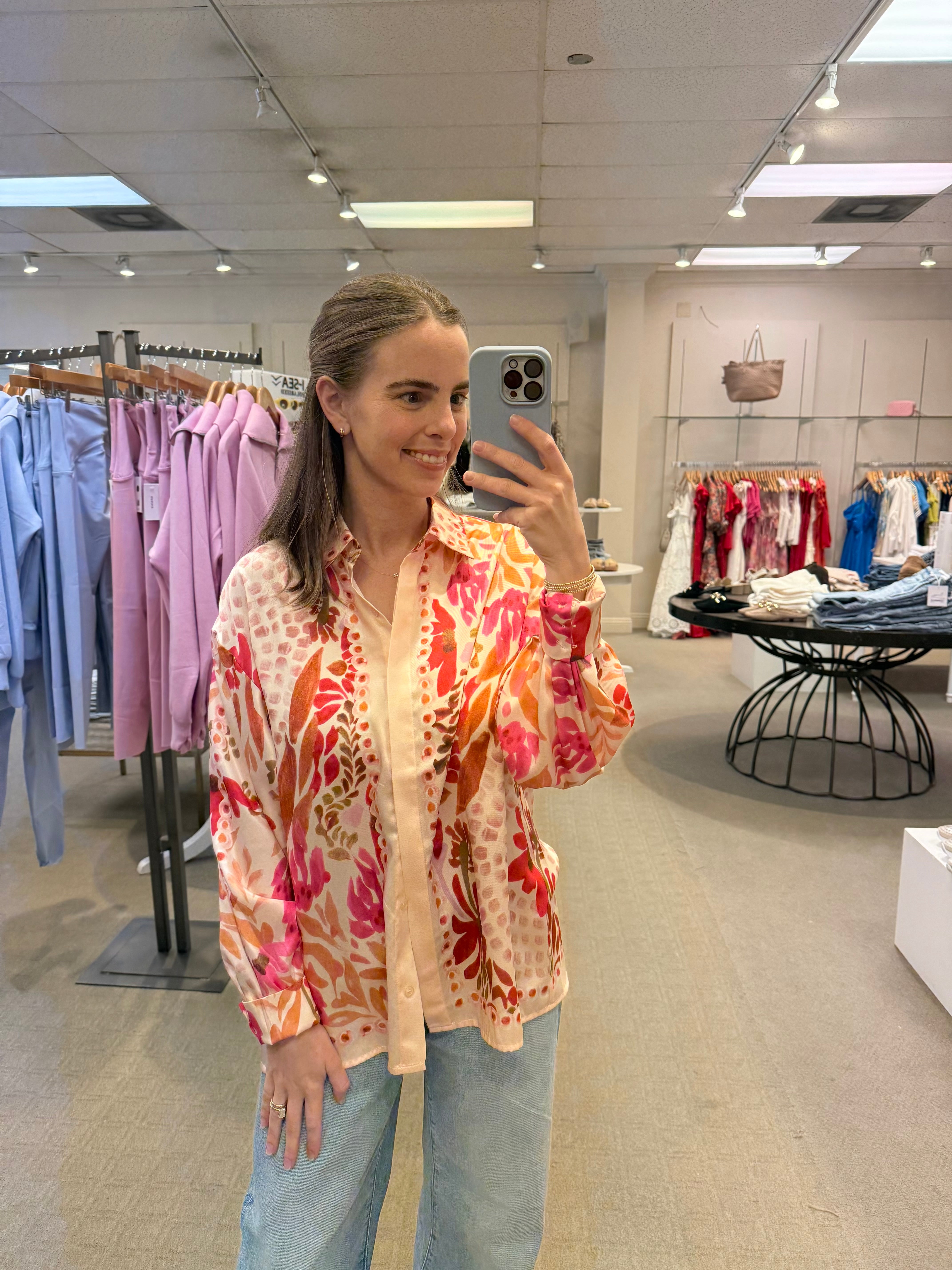 Curry Oversized Shirt Floral Scarf