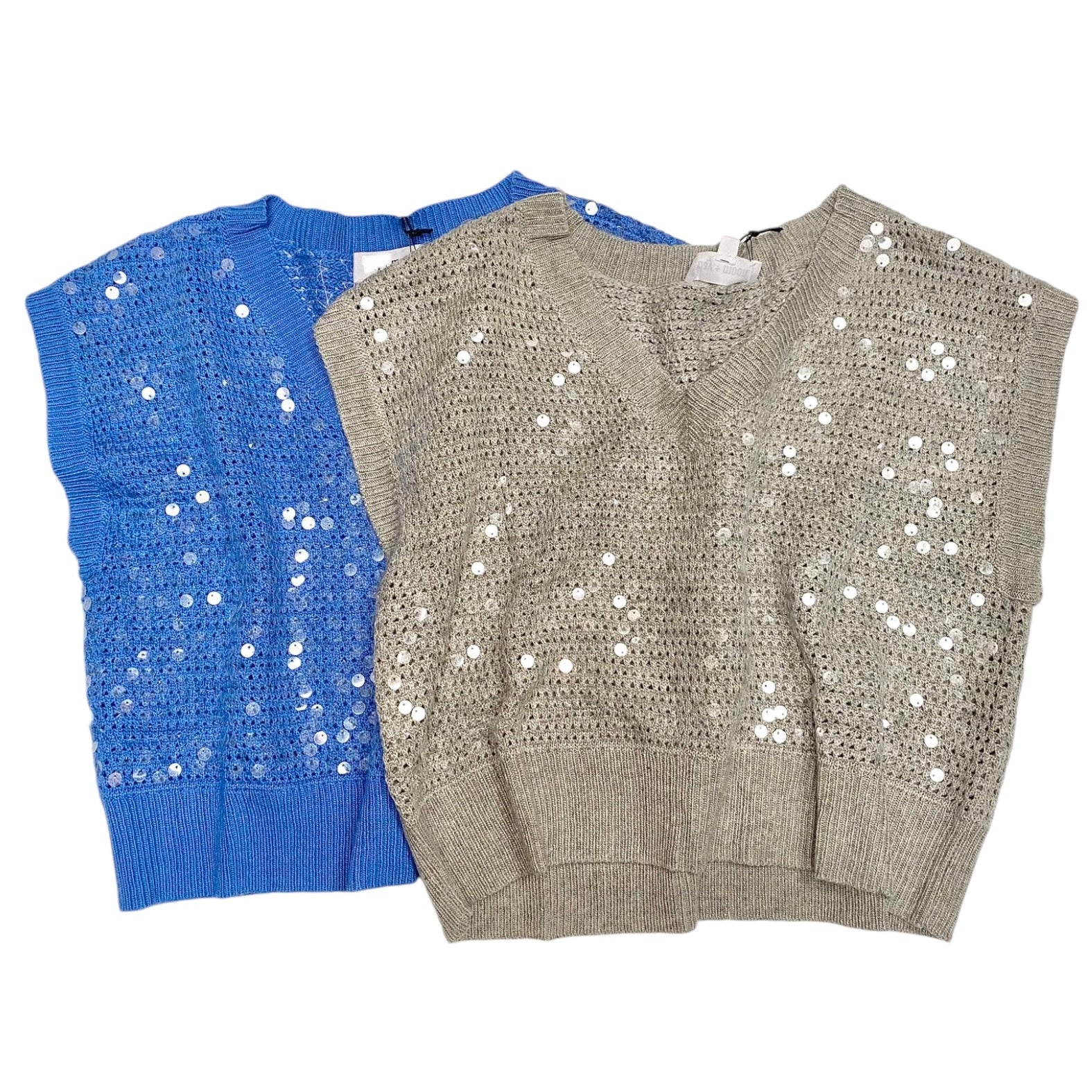 Leah Sequin Sweater Blue