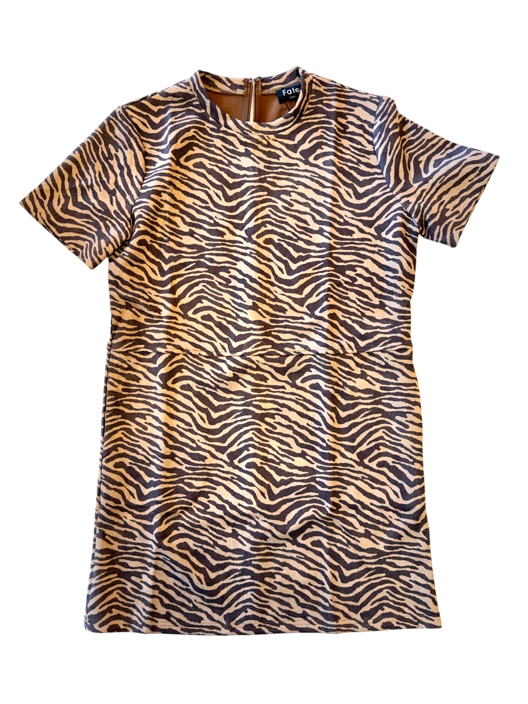 Animal Print Faux Suede Dress Brown