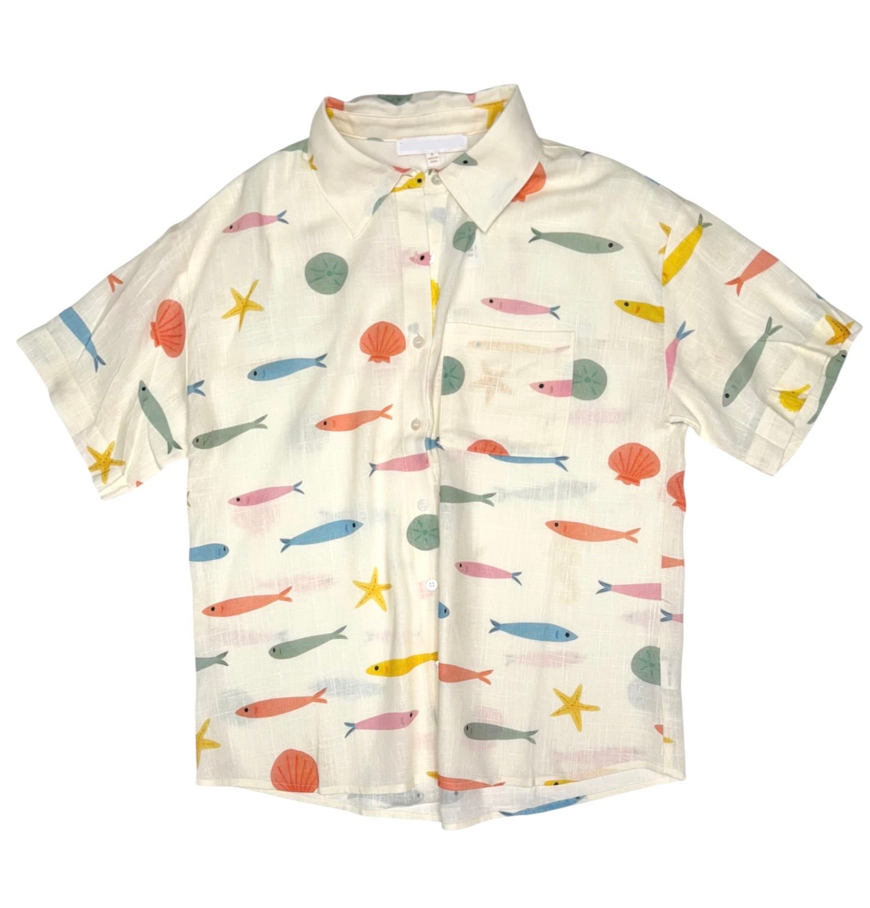 FIsh Button Up Top Ivory
