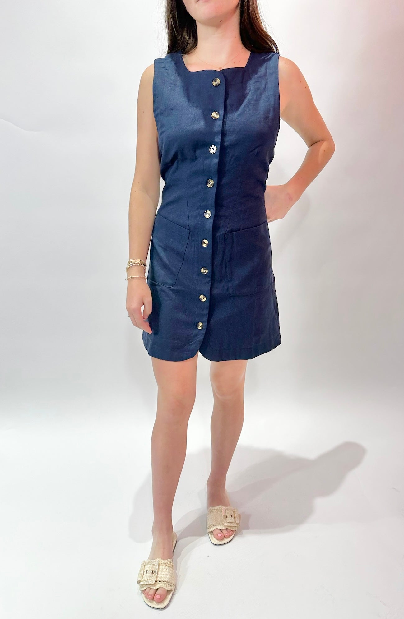 Tinley Button Dress Navy