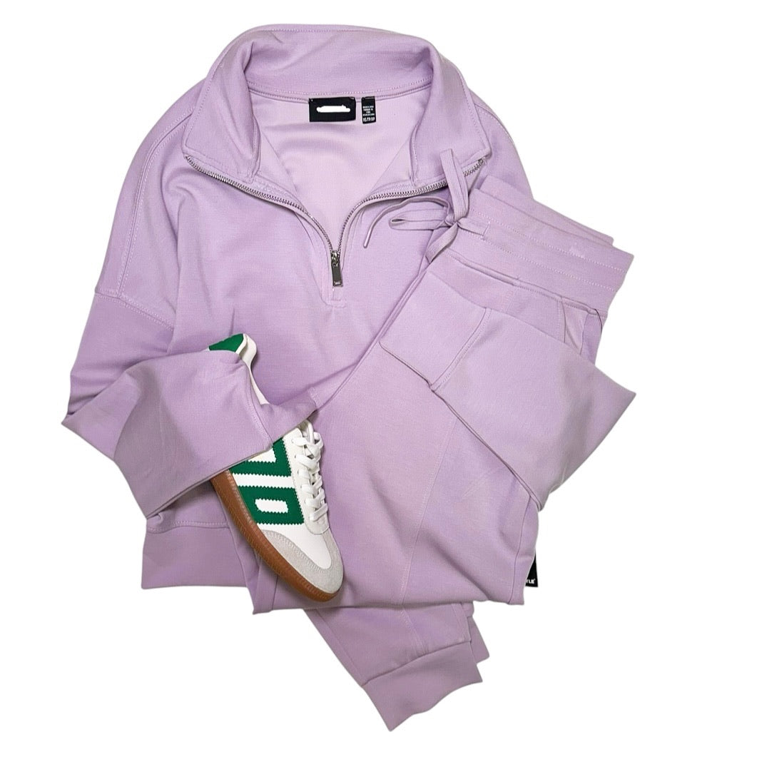 Mailyn Soft Knit Quarter Zip Set Lavender