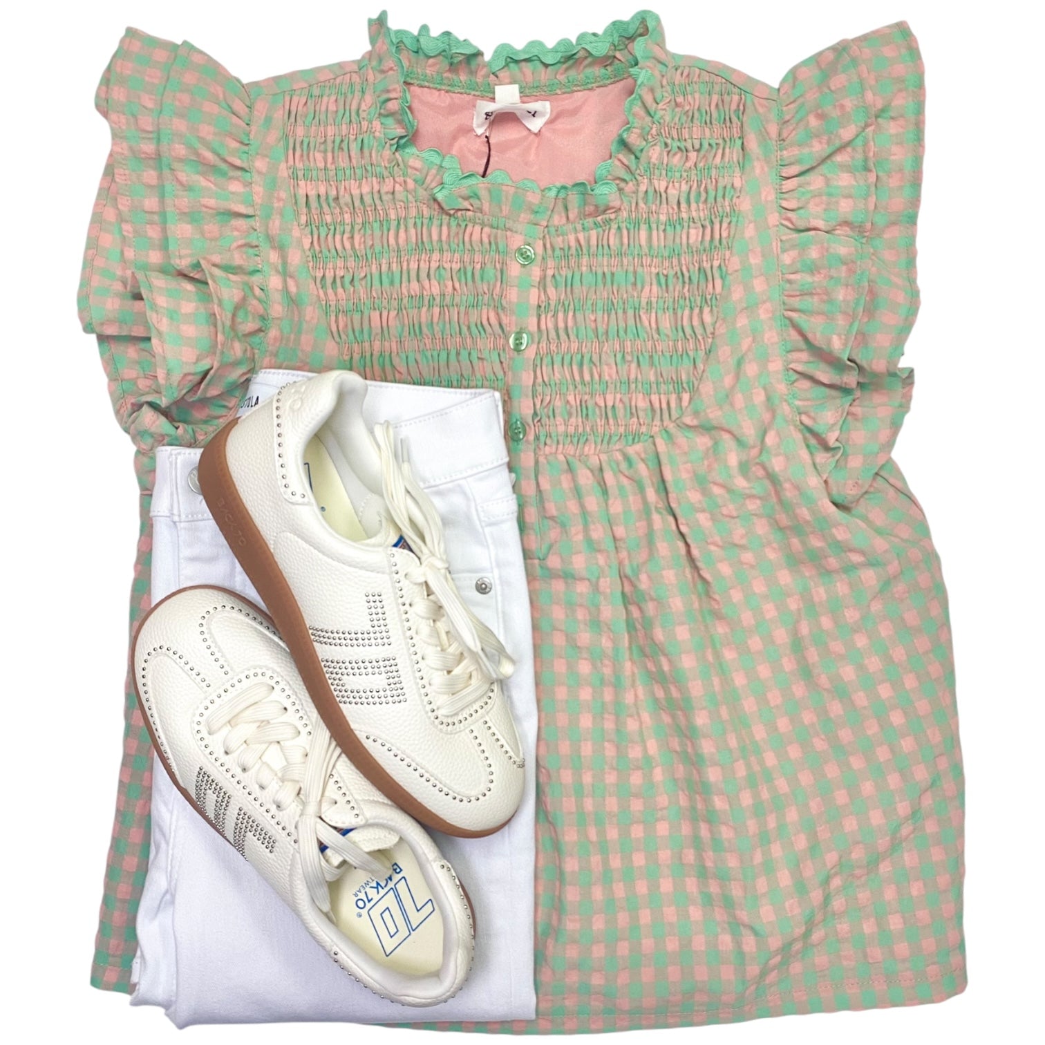 Adora Gingham Top Green/Coral