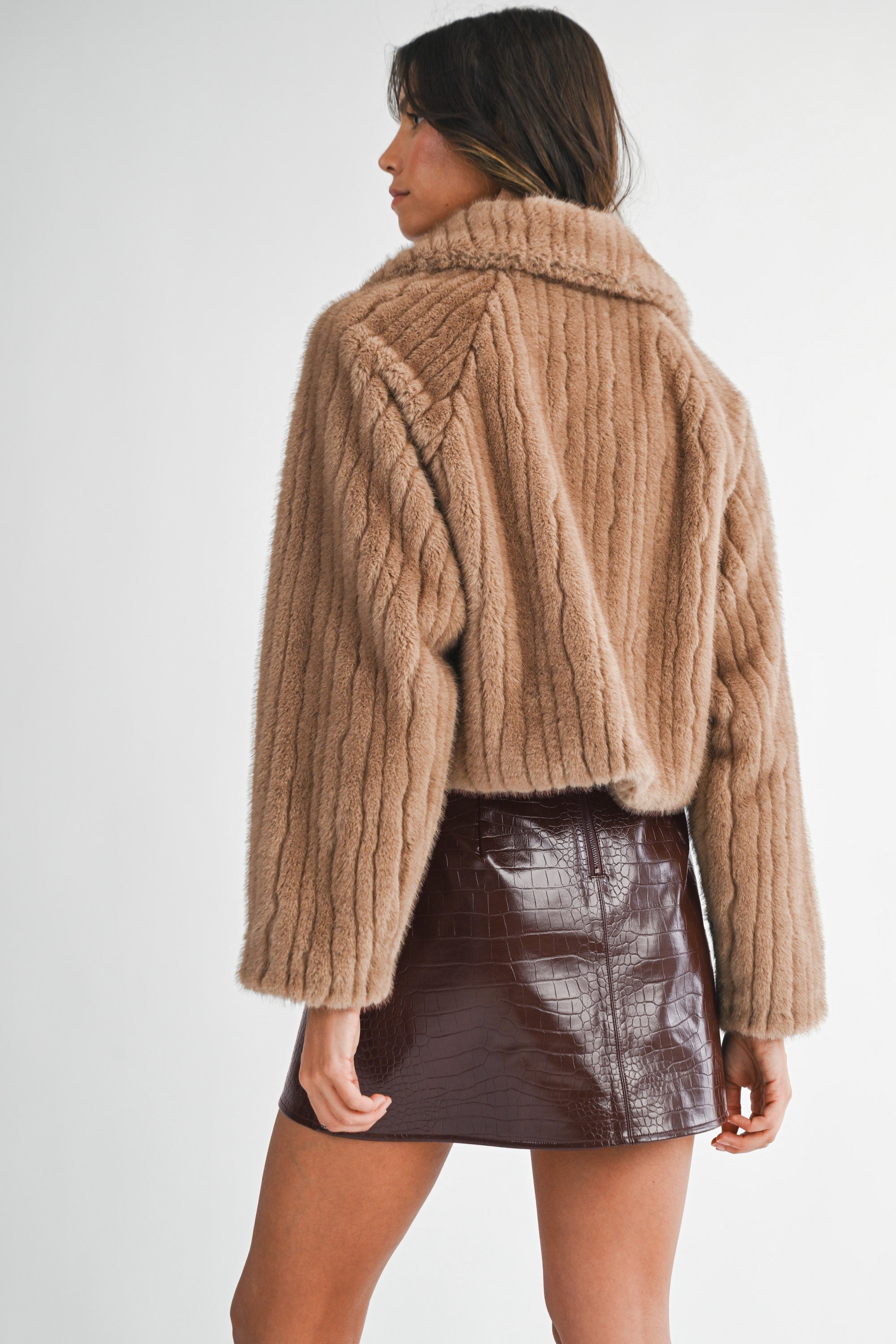 Penny Fur Crop Jacket Mocha